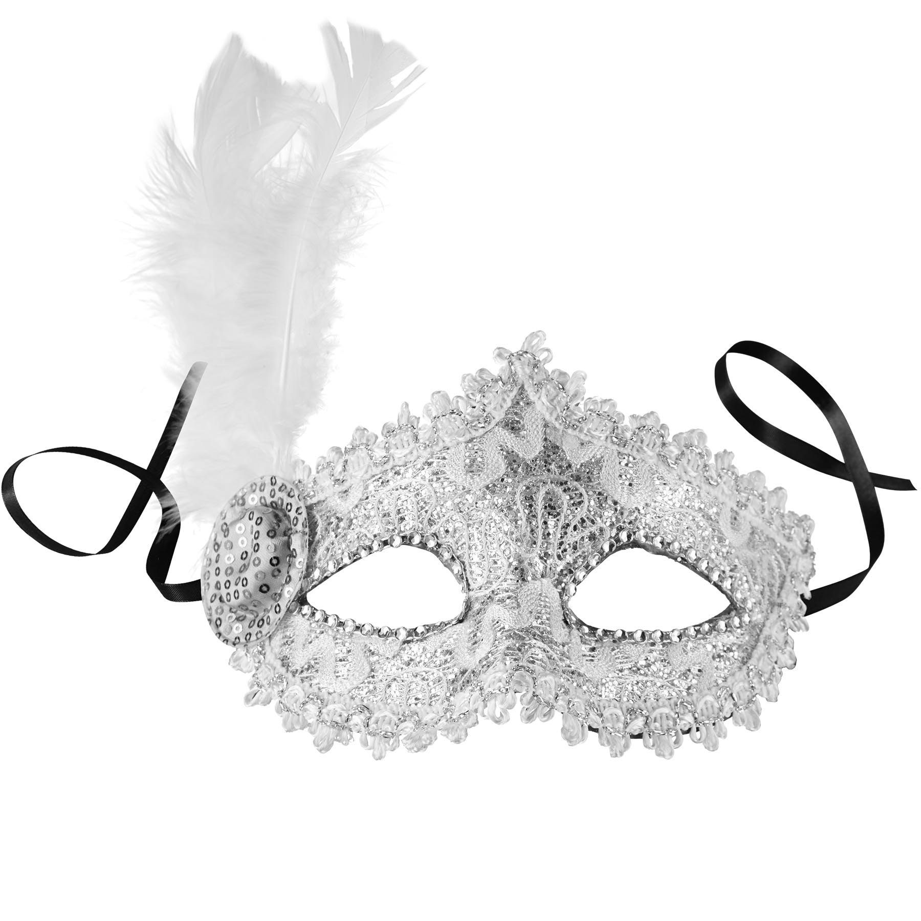 dressforfun Kostüm Venezianische Maske mit seitlicher Feder, Elegante Halbmaske in Einheitsgröße