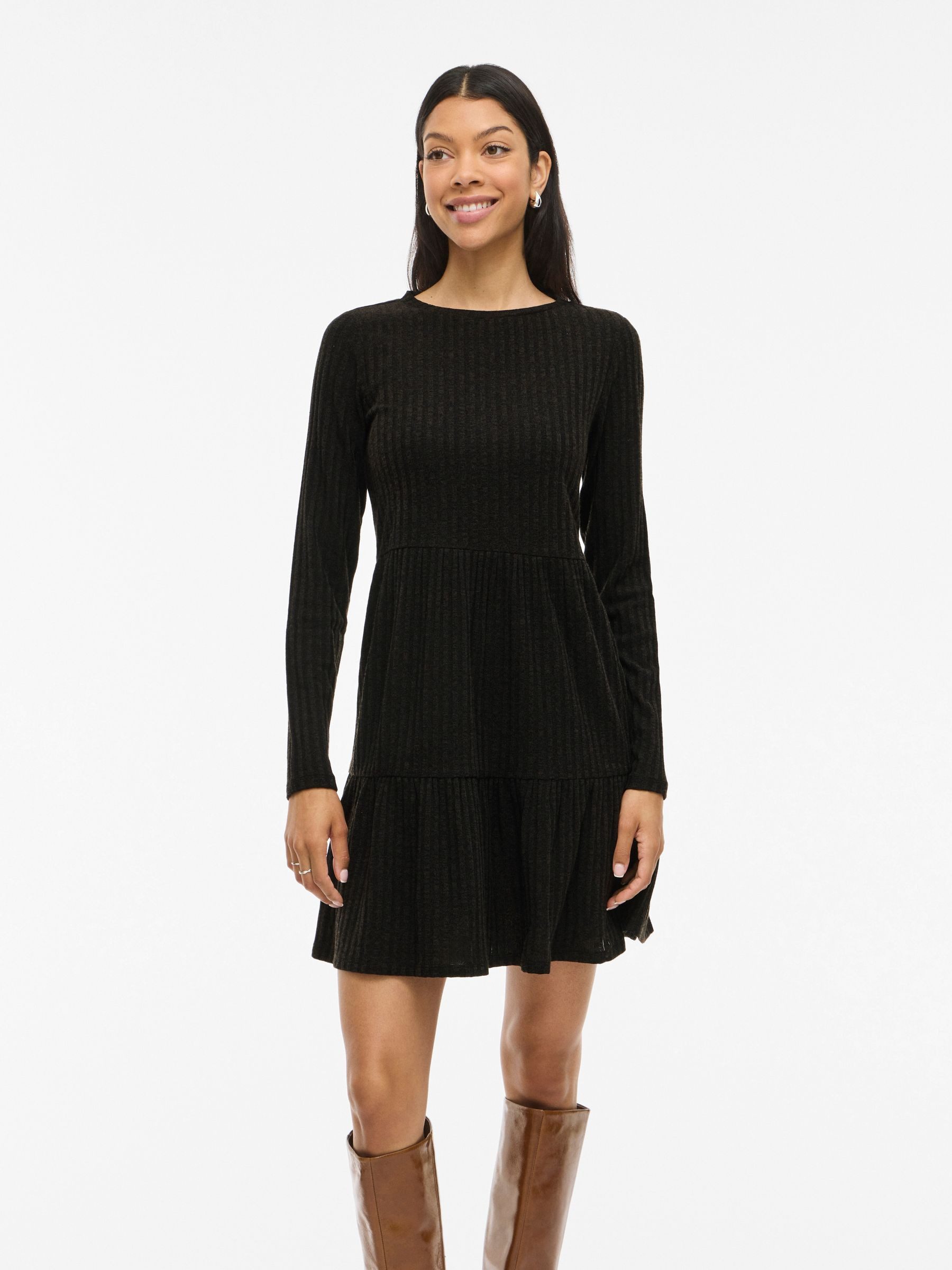 Vila Shirtkleid Geripptes Minikleid mit langen Ärmeln (mini) VIELITA L/S SH günstig online kaufen