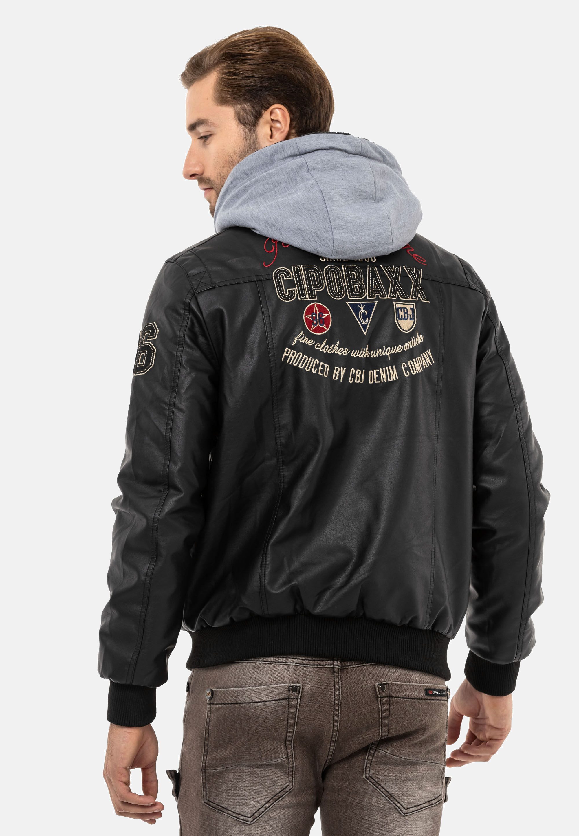 Cipo & Baxx Lederimitatjacke Jacke mit herausnehmbarer Innenjacke