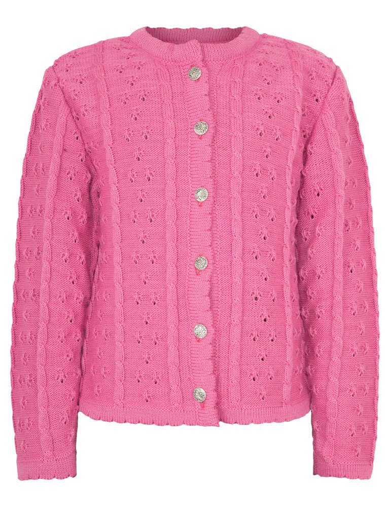 Isar-Trachten Strickjacke Kinder Strickjacke 'Leonie' Ajourmuster 47063, Pi