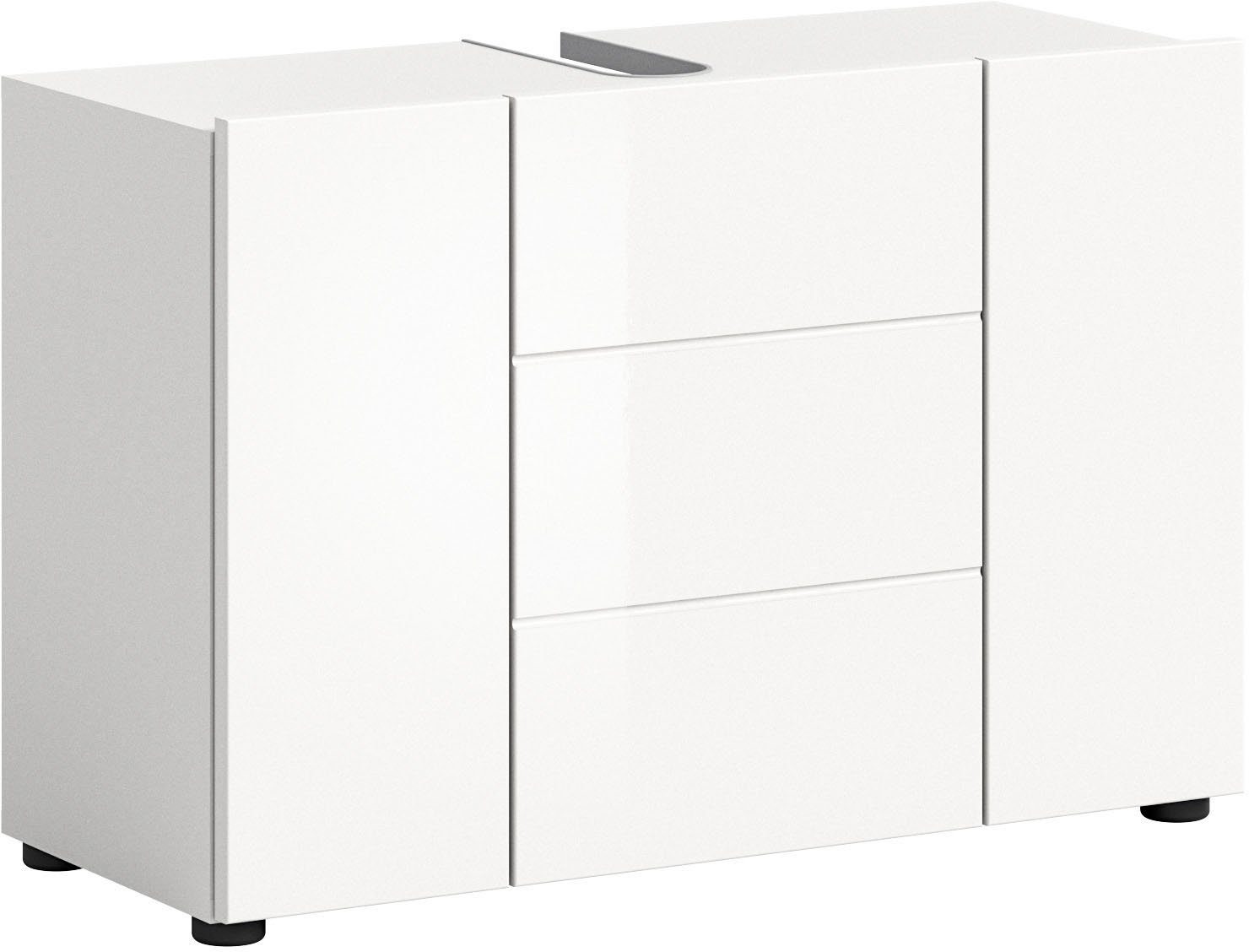 welltime Waschbeckenunterschrank "BIEL, TOPSELLER, Breite 82 cm, 3 Türen, 2 günstig online kaufen