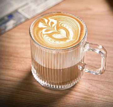 ANLÜDE Tumbler-Glas Kaffeebecher mit geraden Streifen für heiße und kalte Getränke