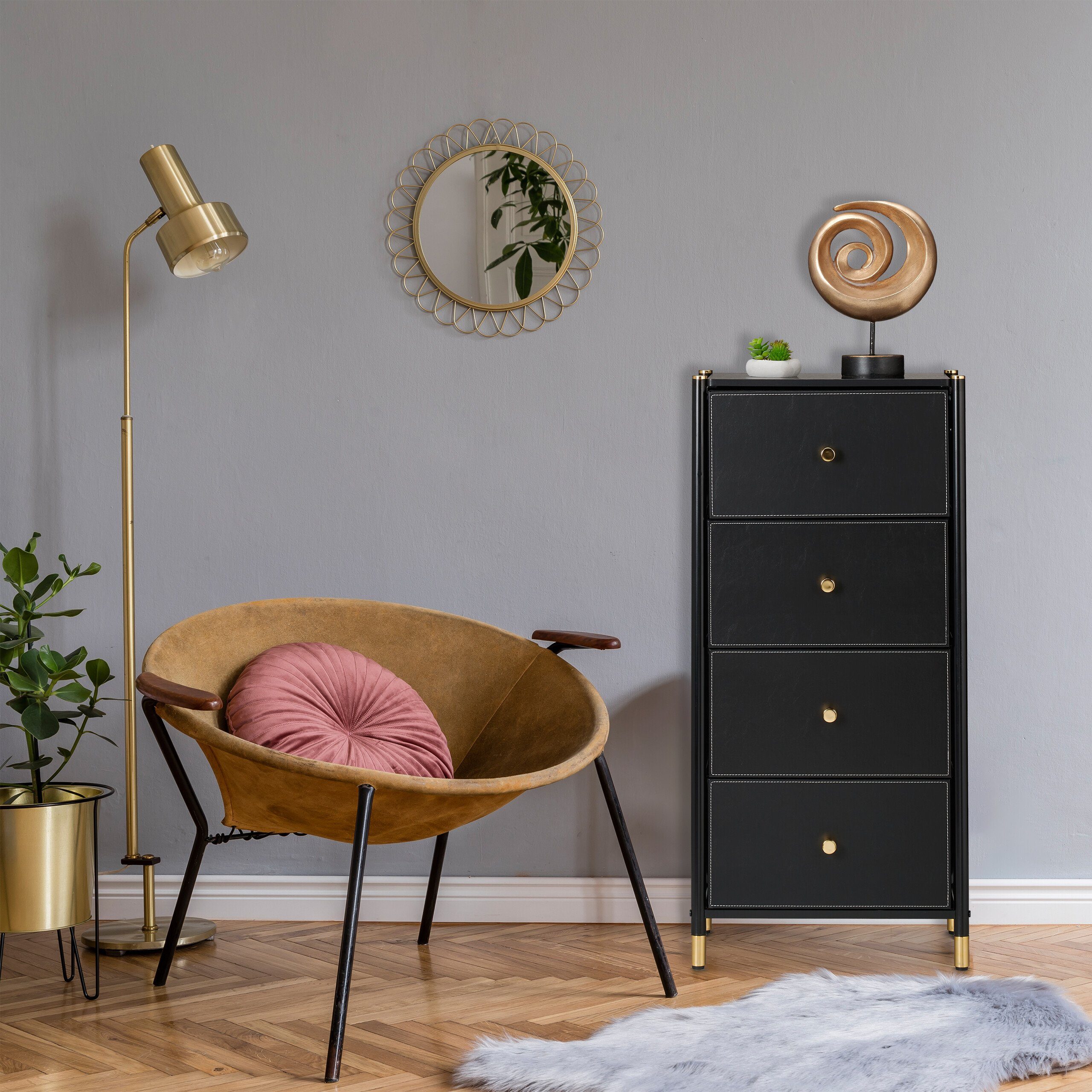 relaxdays Kommode mit 4 Schublade