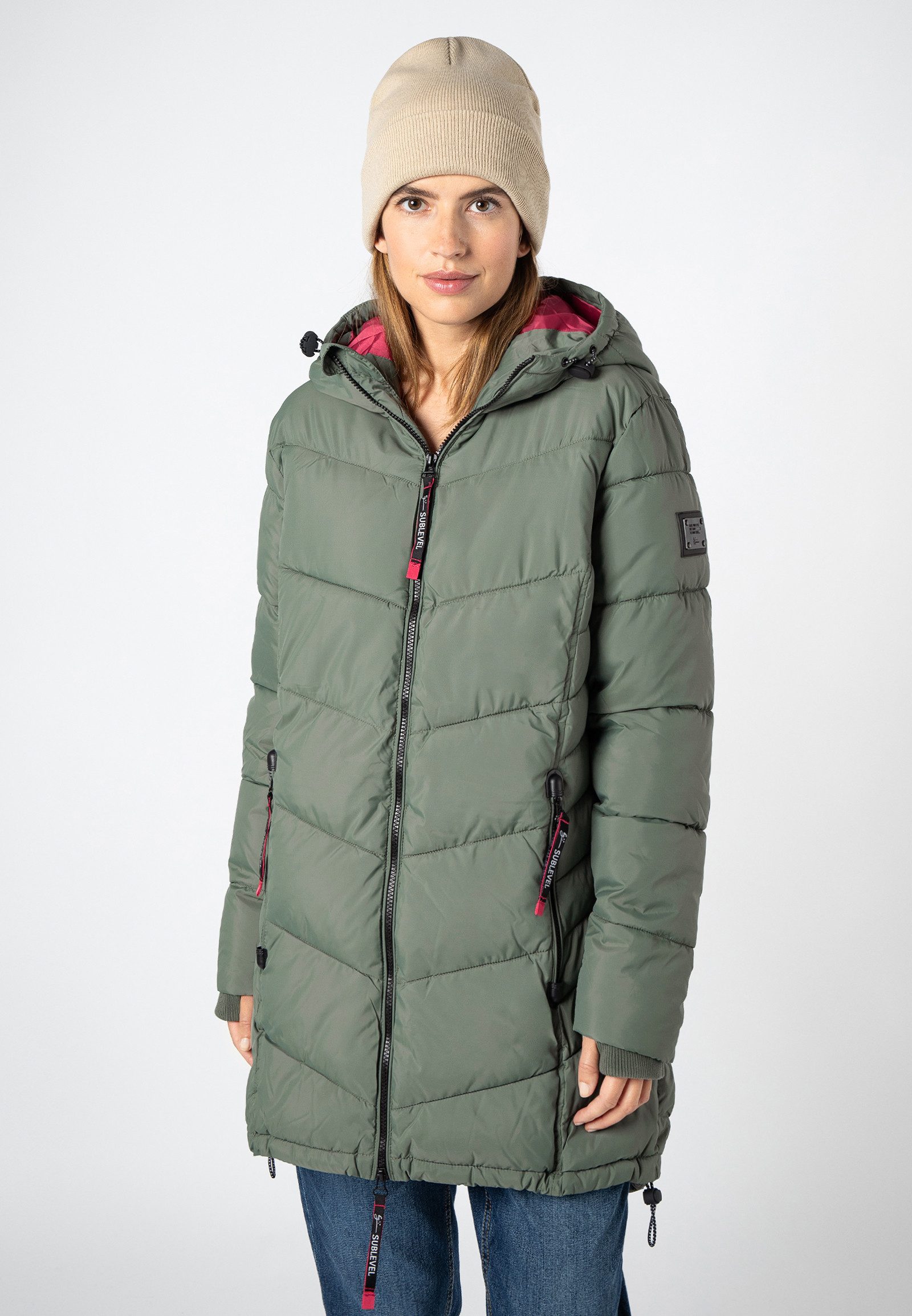 SUBLEVEL Wintermantel Steppmantel tailliert warm wattiert