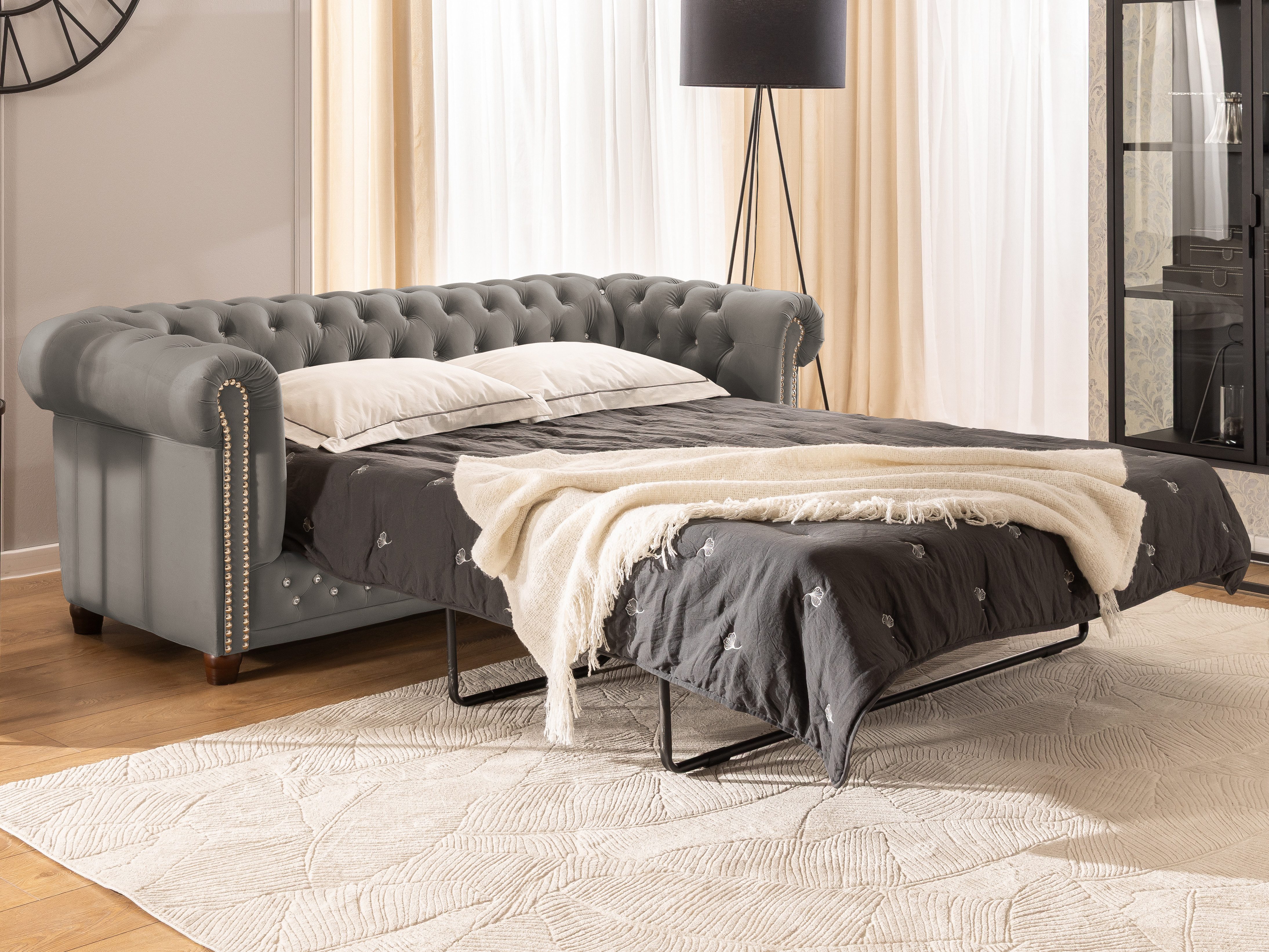 S-Style Möbel Chesterfield-Sofa 3-Sitzer mit Schlaffunktion günstig online kaufen