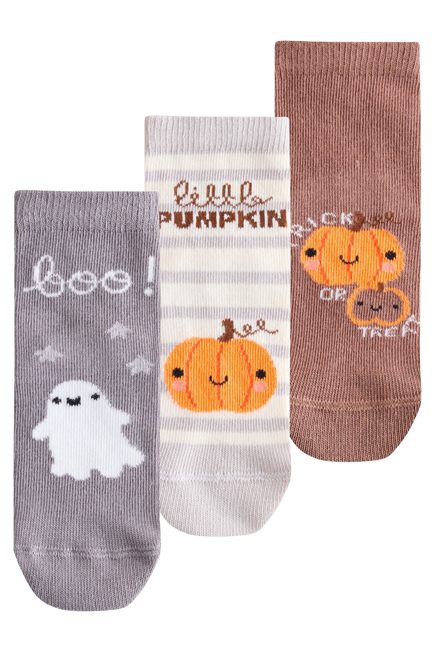 Next Basicsocken Socken mit Halloweenmotiv und Baumwolle, 3er-Pack (3-Paar)