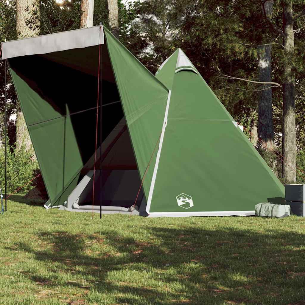 vidaXL Tipi-Zelt Tipi-Familienzelt 6 Personen Grün Wasserdicht, Personen: 6 (1 tlg)