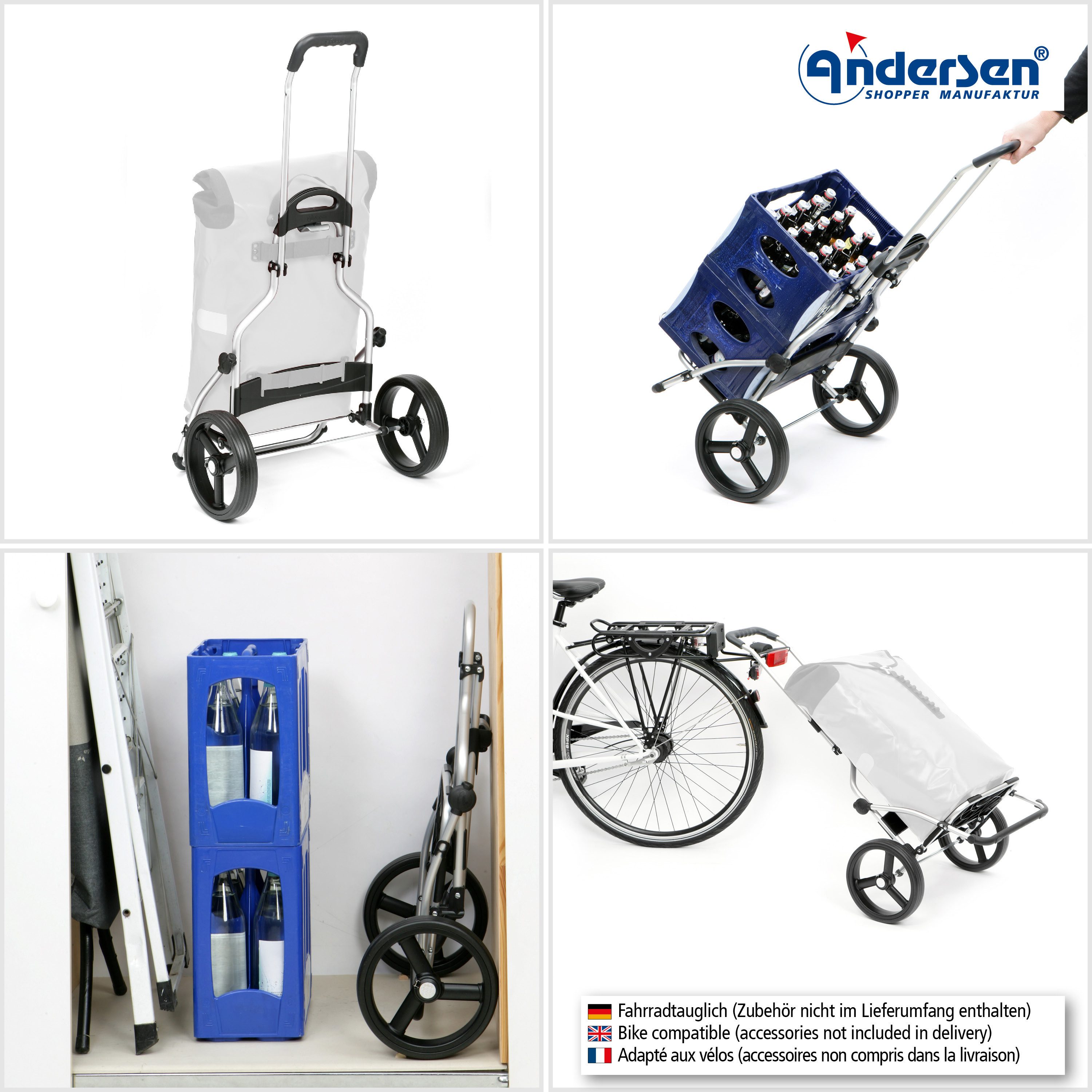 Andersen Einkaufstrolley Cargo Shopper XXL Folke blau, Thermofach 15 Liter, klappbar, belastbar bis 50kg, wasserabweisend