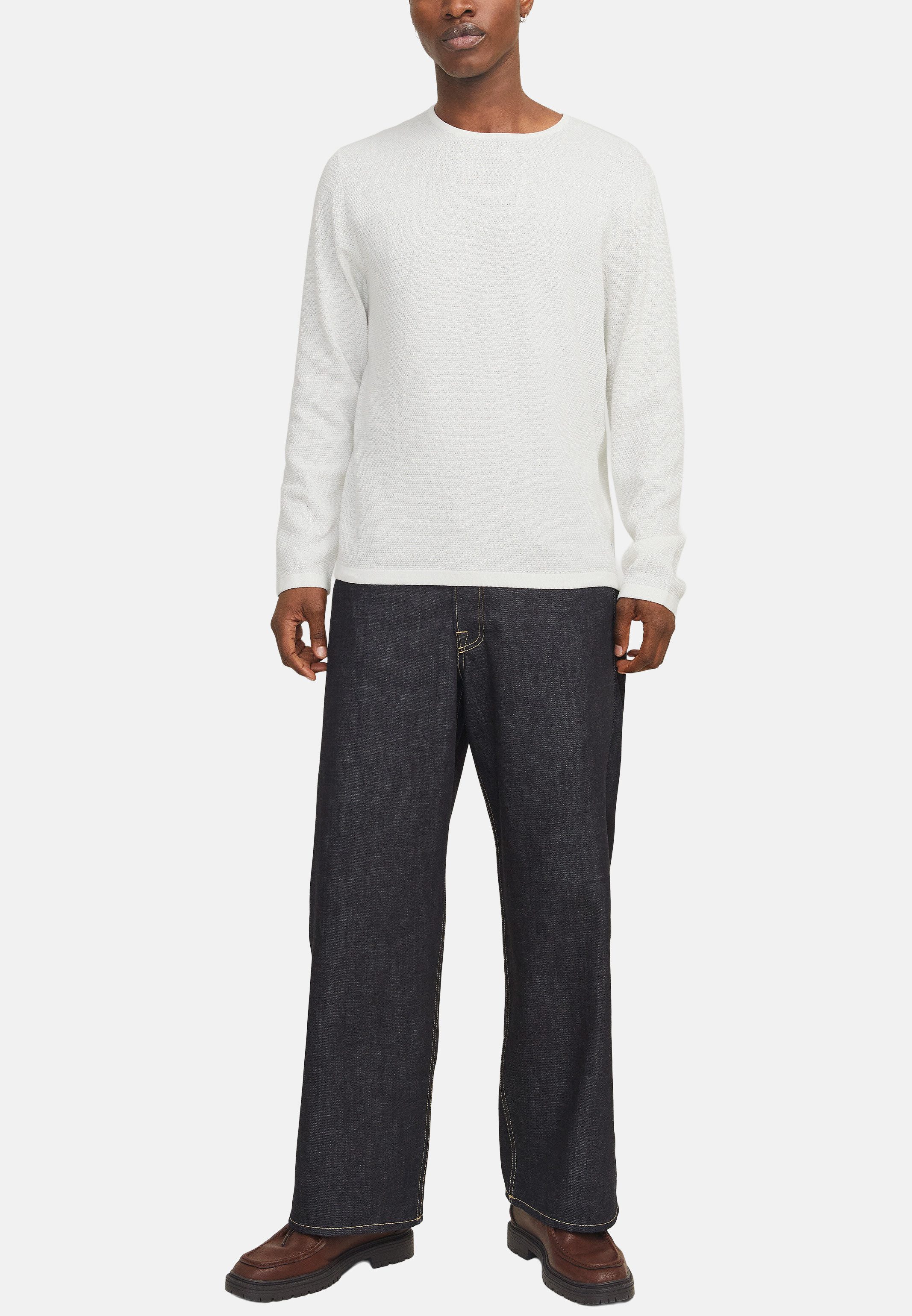 Jack & Jones Rundhalspullover George (1-tlg) Pullover - Baumwolle - Atmungsaktiv - Weicher, dehnbarer Flachstrick