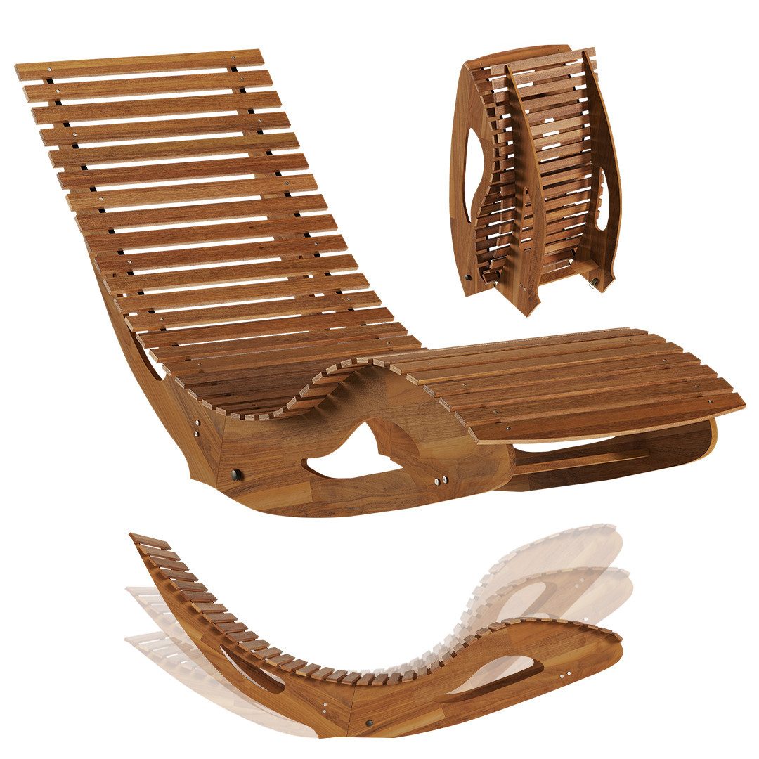 STEELSØN Gartenliege Solaria aus Akazienholz, 1 St., natur geölt, Massivholz, wetterfest, 155x60x64 cm, faltbar, bis 150 kg