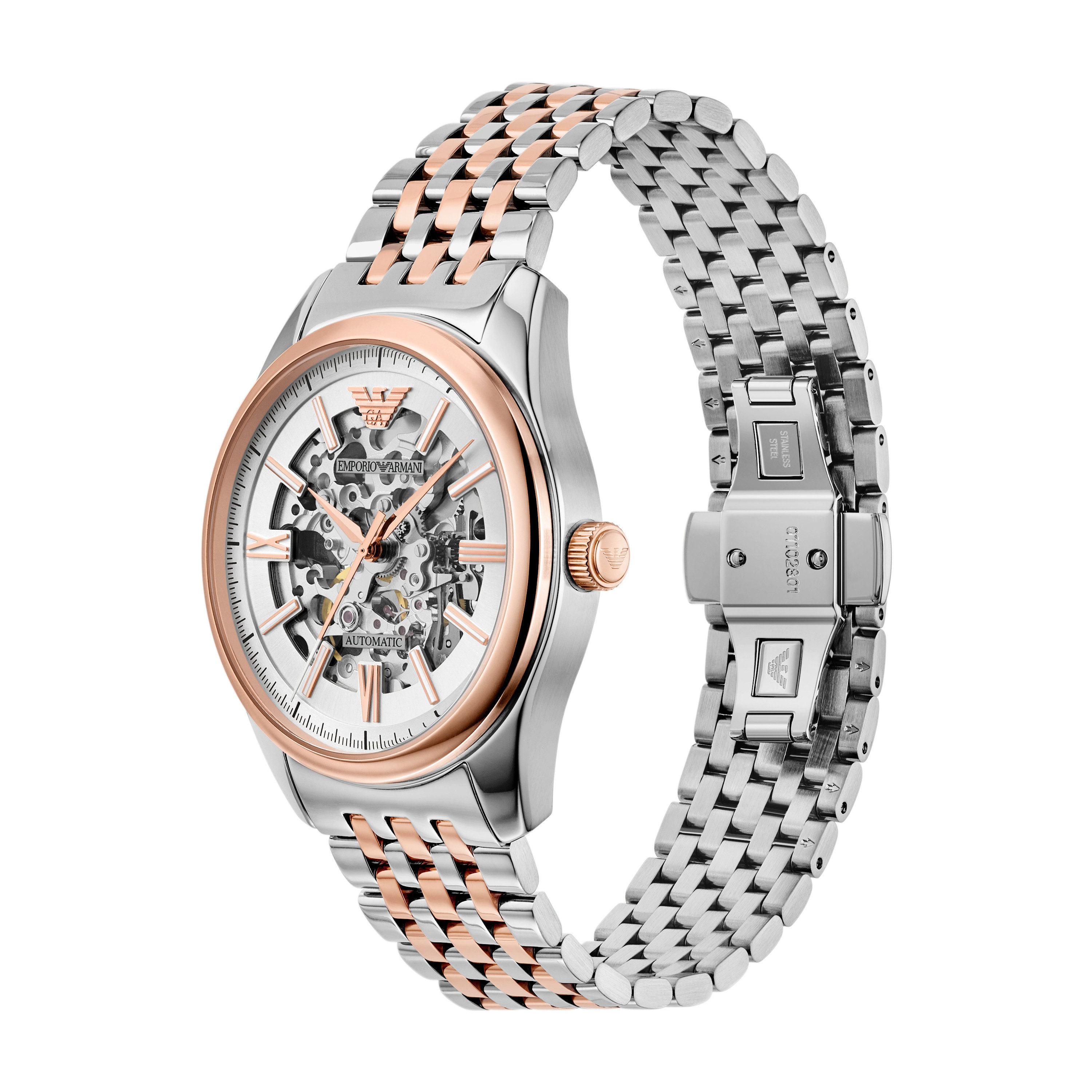 Emporio Armani Automatikuhr AR60092, Armbanduhr, Herrenuhr, Mechanische Uhr, Edelstahlarmband, analog – Bild 4 von 5