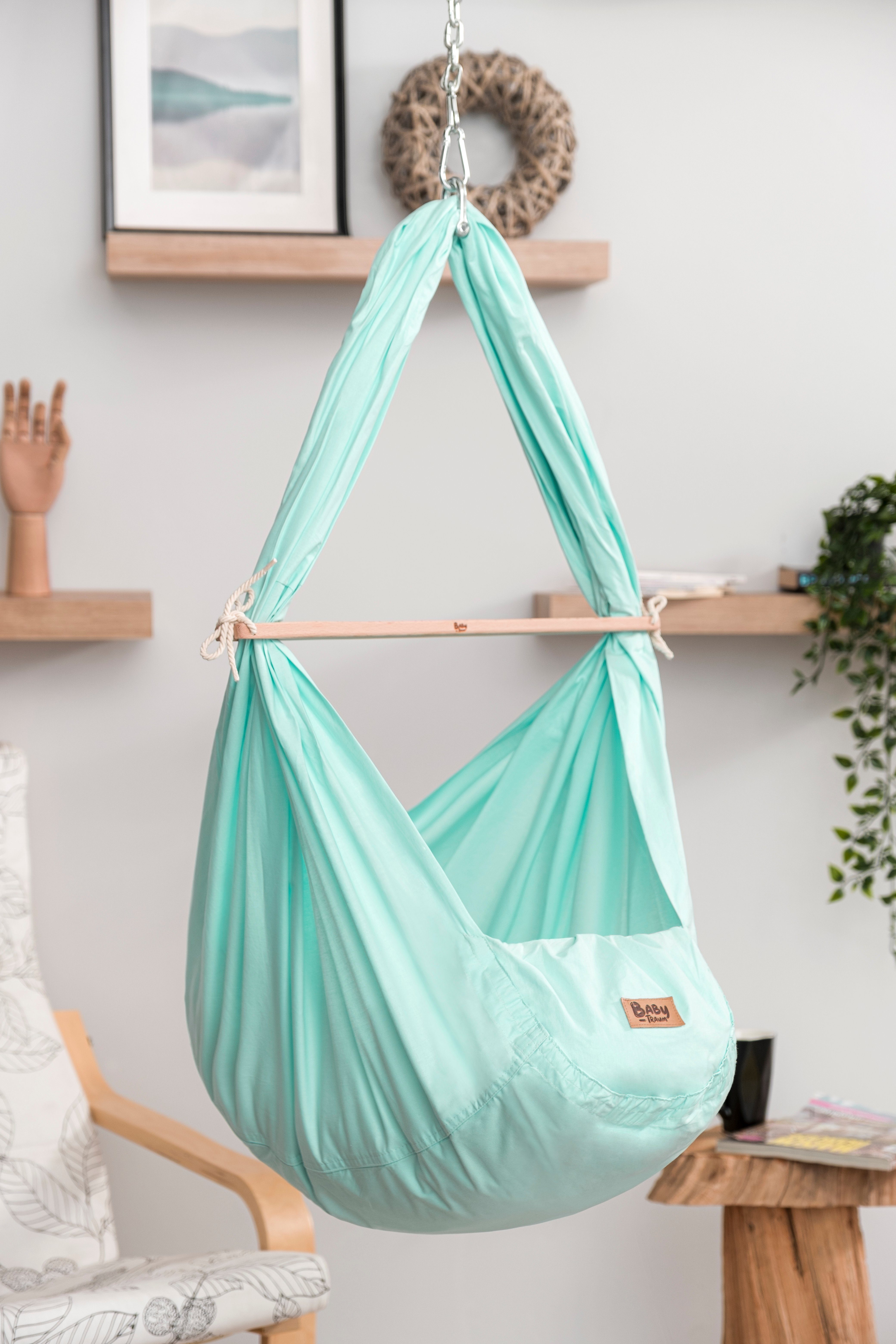 TeppichHome24 Federwippe Baby Весенняя колыбель Komplett Set in Türkis