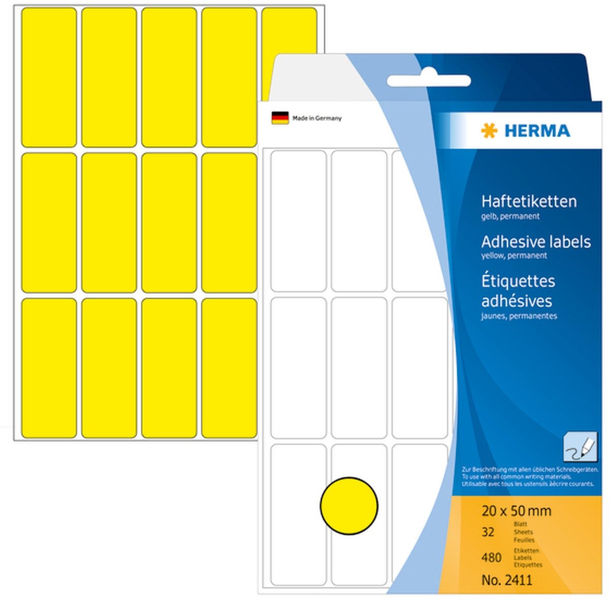 HERMA Etiketten Vielzweck-Etiketten 20x50mm gelb VE=480 Stück