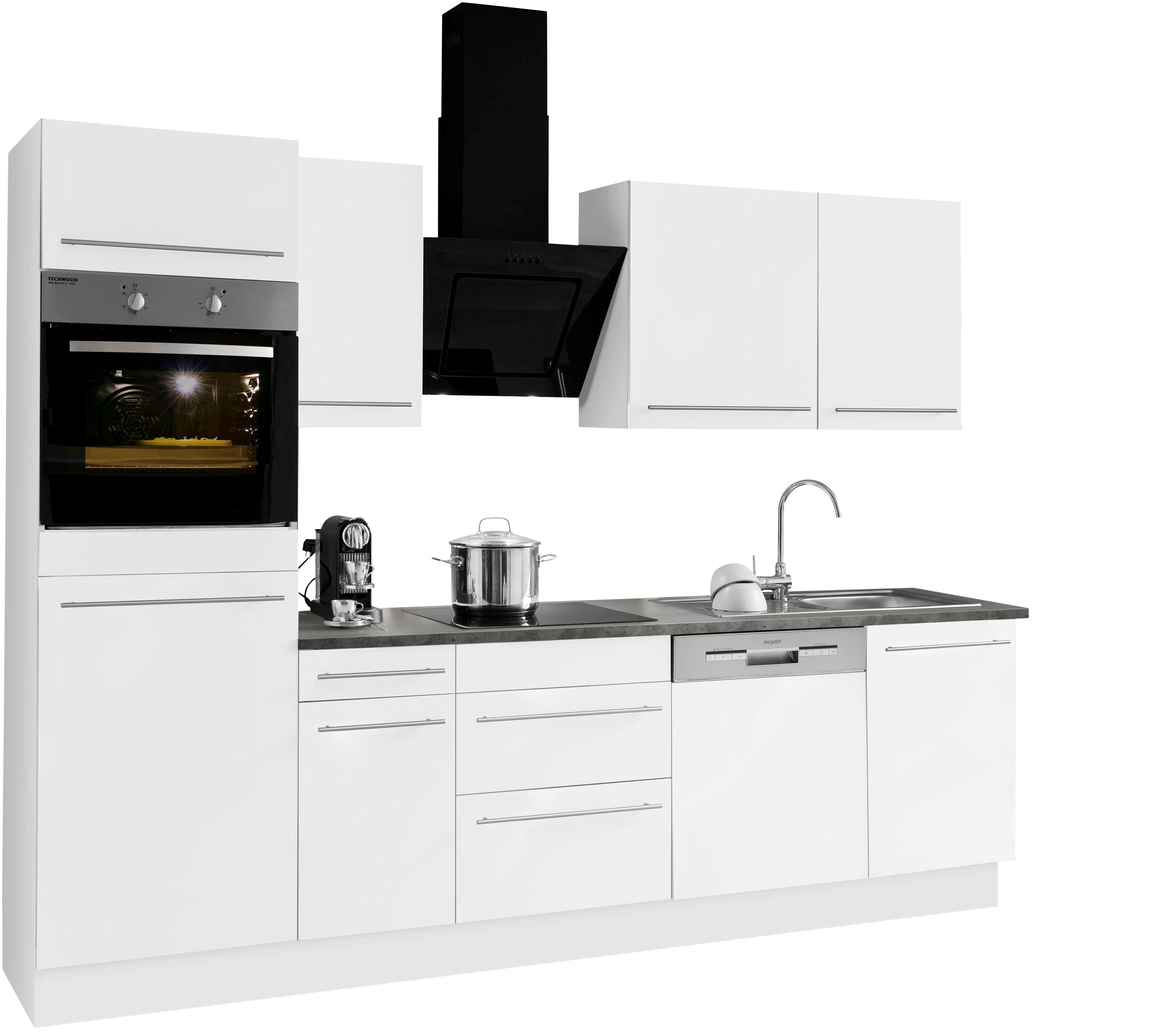 OPTIFIT Küchenzeile Bern, Breite 270 cm, mit höhenverstellbaren Füßen, gedämpfte Türen weiß