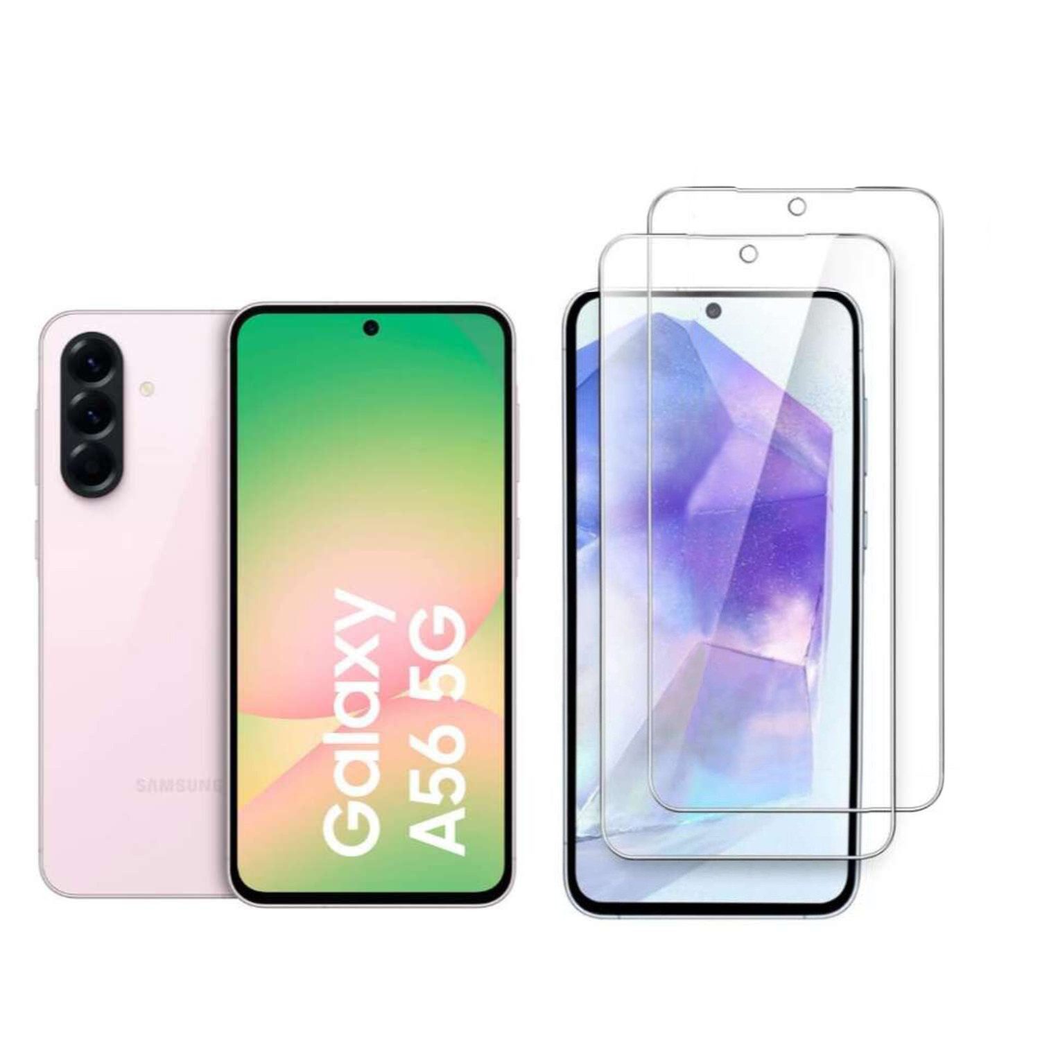 CLM-Tech Displayschutzglas 2x Schutzfolie für Samsung Galaxy A56 5G Panzerfolie kristallklar für Samsung Galaxy A56 5G, Panzerglas Folie - Anti-Fingerabdruck und kratzfest -, 2 Stück, Kristallklar