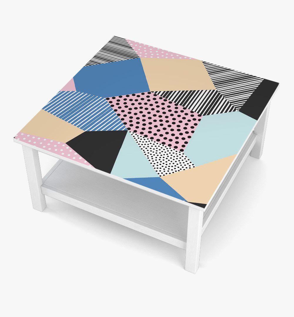 MyMaxxi Möbelfolie MyMaxxi - selbstklebende Tischfolie Stoffmuster  mehrfarbig kompatibel mit Ikea Lacktisch Muster Punkte Streifen Vintage  Möbelfolie Aufkleber - blasenfrei zu verkleben