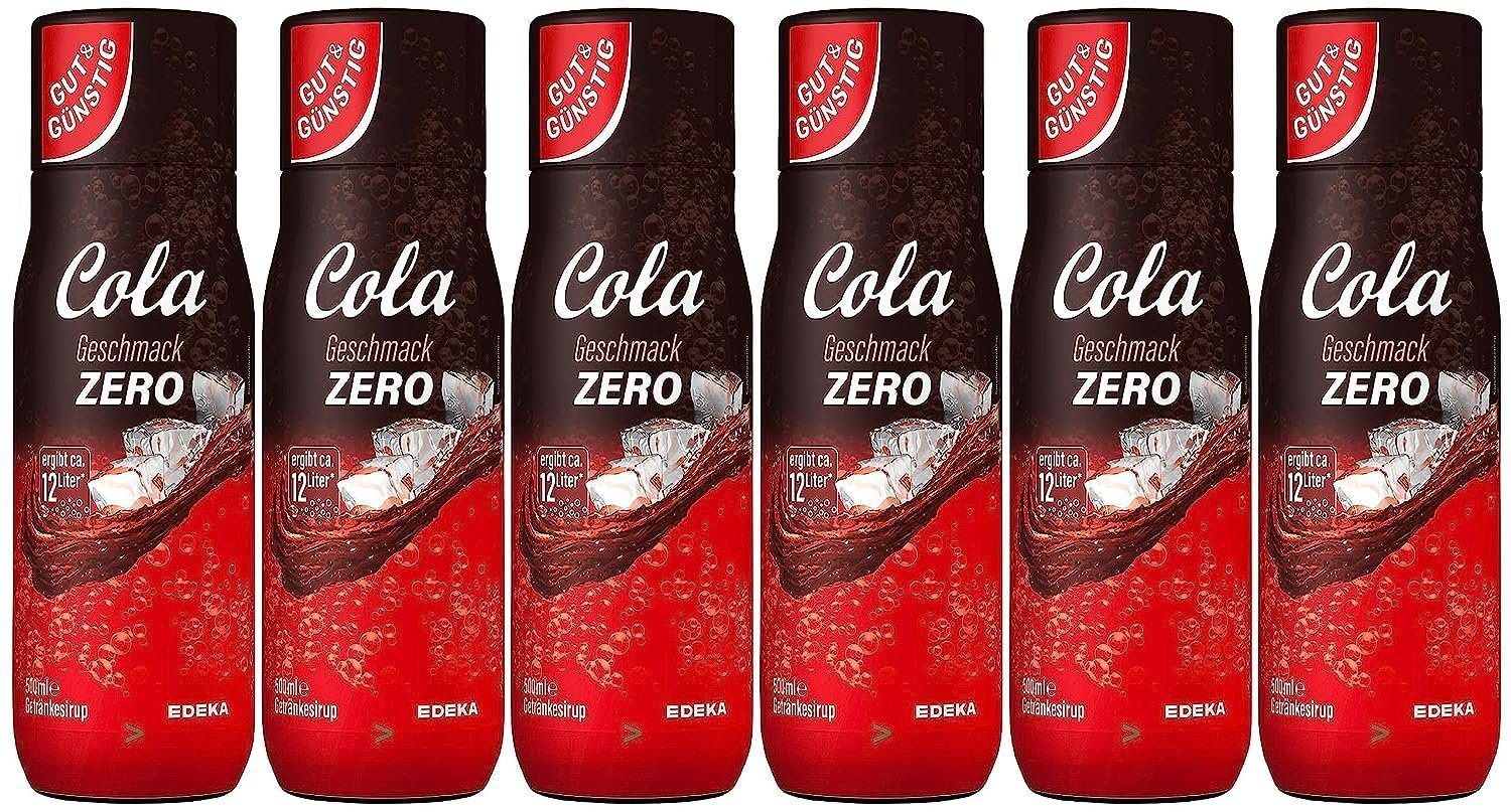 Gut & Günstig Trinkflasche Cola Zero Getränkesirup 6er Pack (6x500ml) 00402249 (5,65/l)