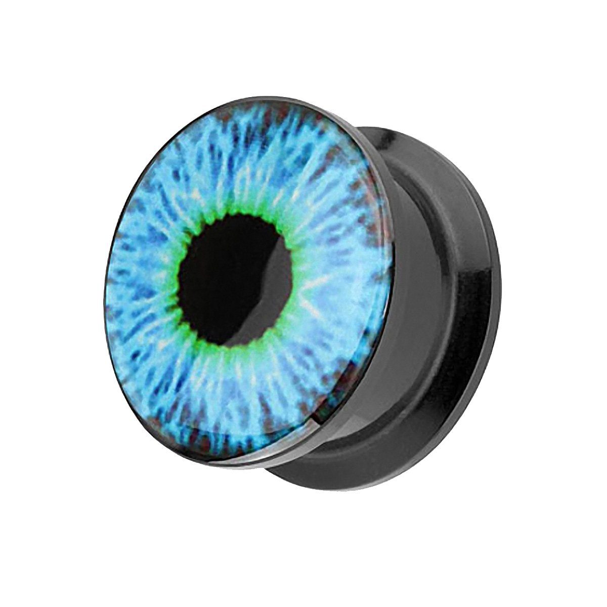 Taffstyle Plug Piercing Schraubverschluß Picture mit Blaues Auge, Ohr Plug Flesh Tunnel Ohrpiercing Kunststoff Schraub Blaues Auge Motiv