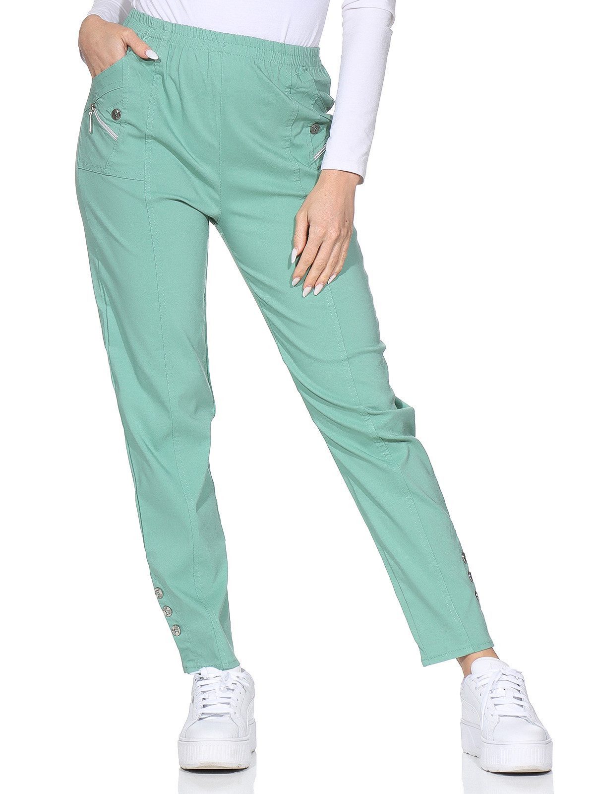 Schlupfhose Damen Sommerhose luftig leichte Freizeithose mit Stretch