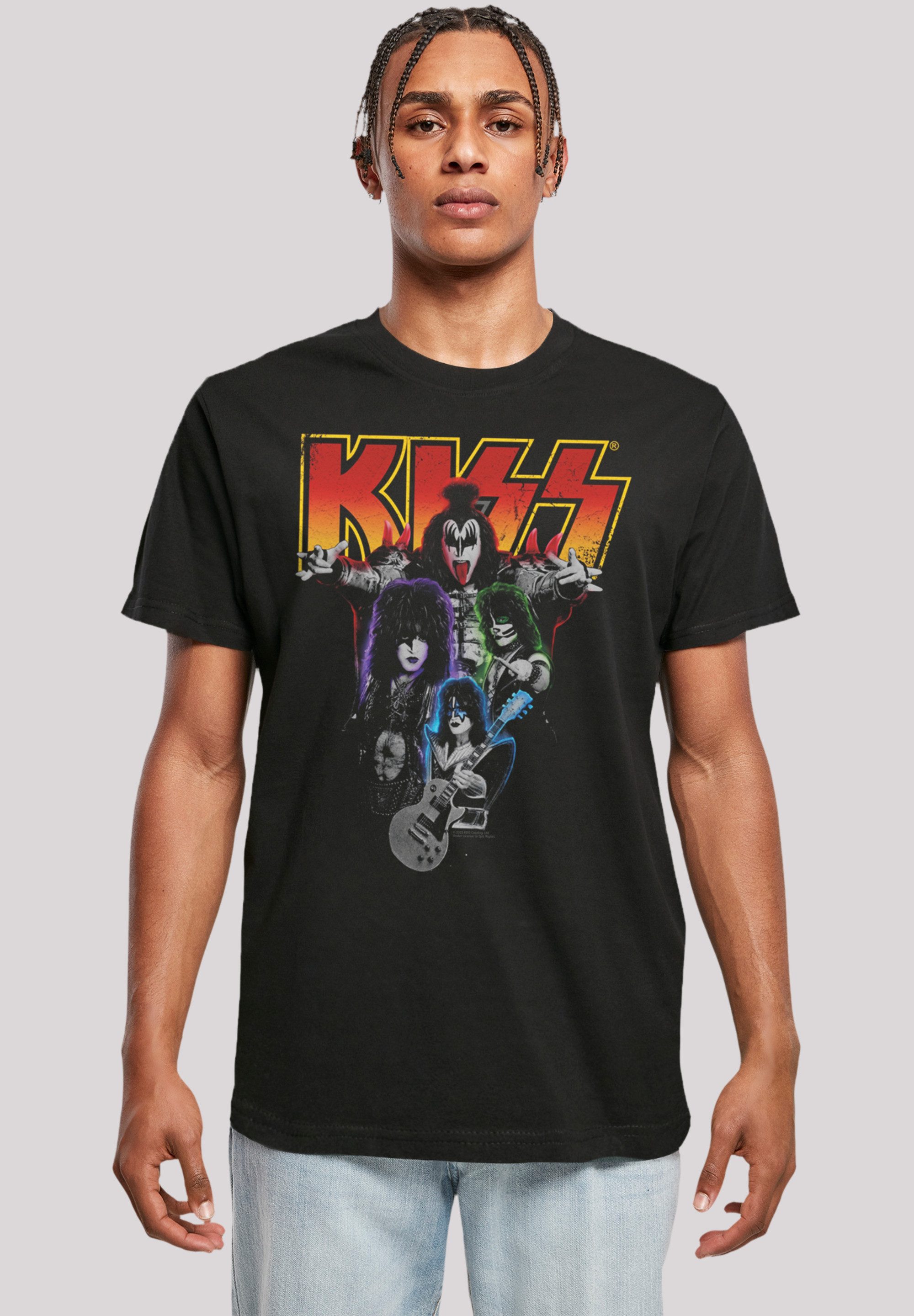 F4NT4STIC T-Shirt Kiss Rock Band Neon Premium Qualität, Musik, By Rock Off günstig online kaufen