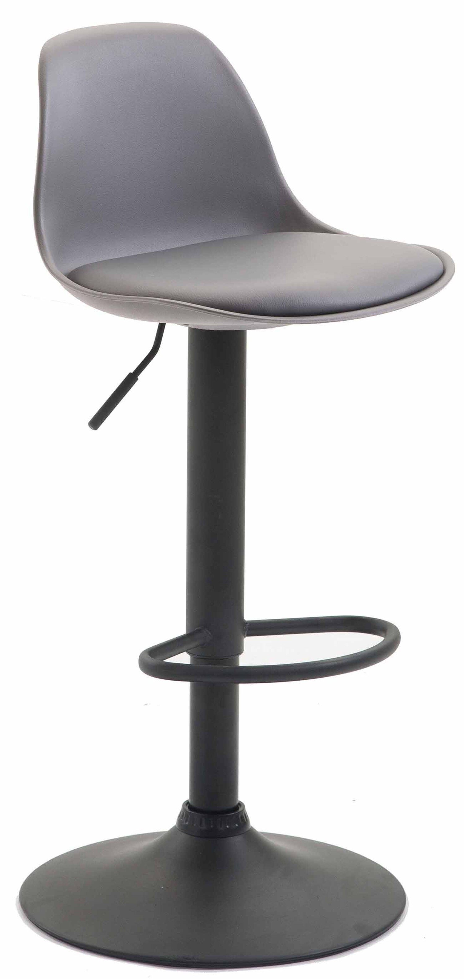 TPFLiving Barhocker Sitzfläche: bequemer schwarz Rückenlehne (Barstuhl mit drehbar Küche und Theke Fußstütze & für Hocker Grau Metall höhenverstellbar), - - angenehmer und Kilian 360° Kunstleder Gestell