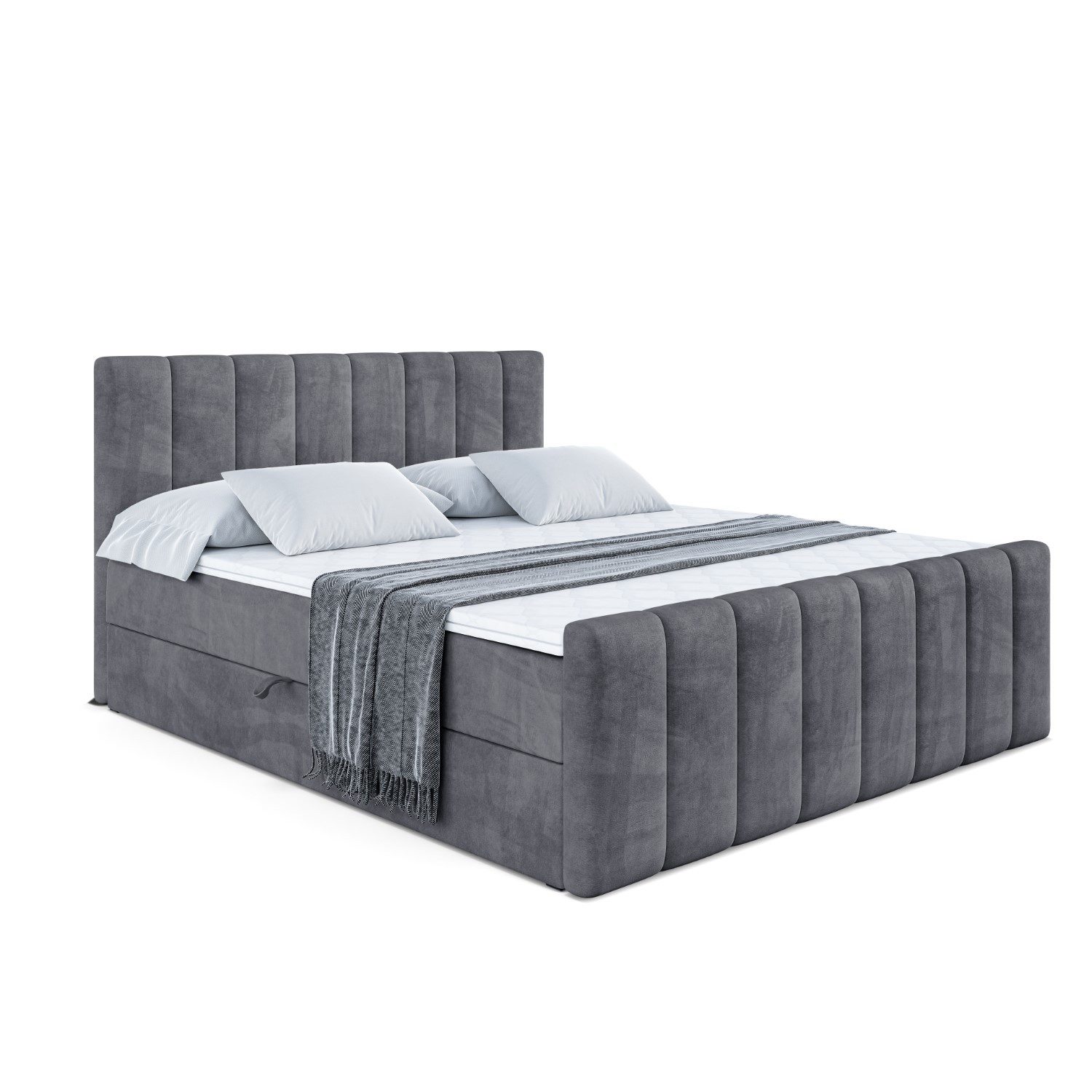 ALTDECOR Boxbett OTTA-Z (Multipocket-Matratze H4, H3 Matratze Bonellfederung, Topper, Kopfteil), Doppelbett mit Fußteil