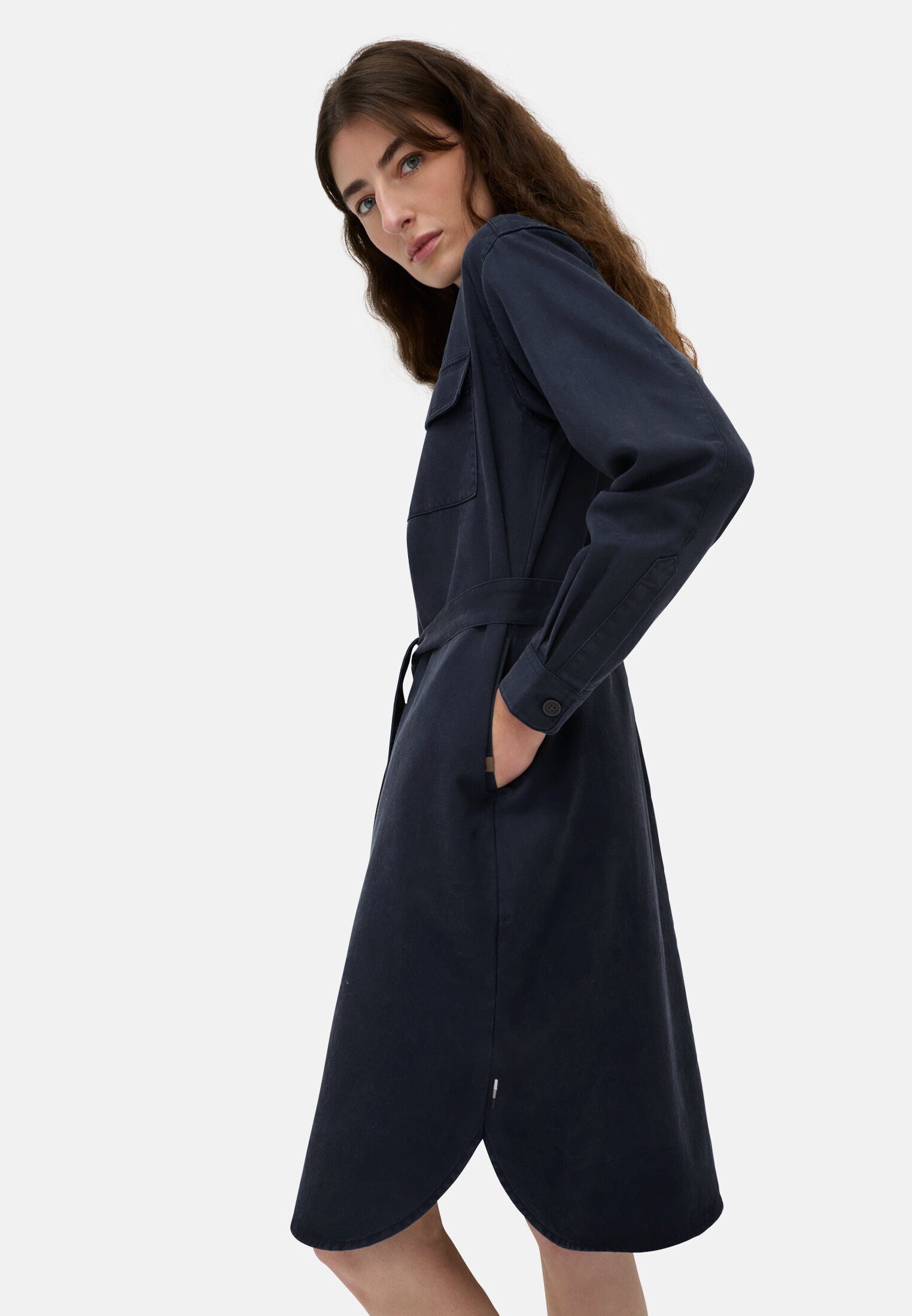 camel active Blusenkleid mit Taillengürtel Langarm (1-tlg)