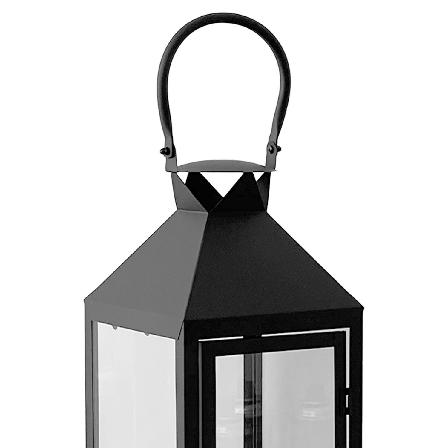 INDA-Exclusiv Laterne Große Garten - Laterne Windlicht Schwarz Glas Metall 54cm