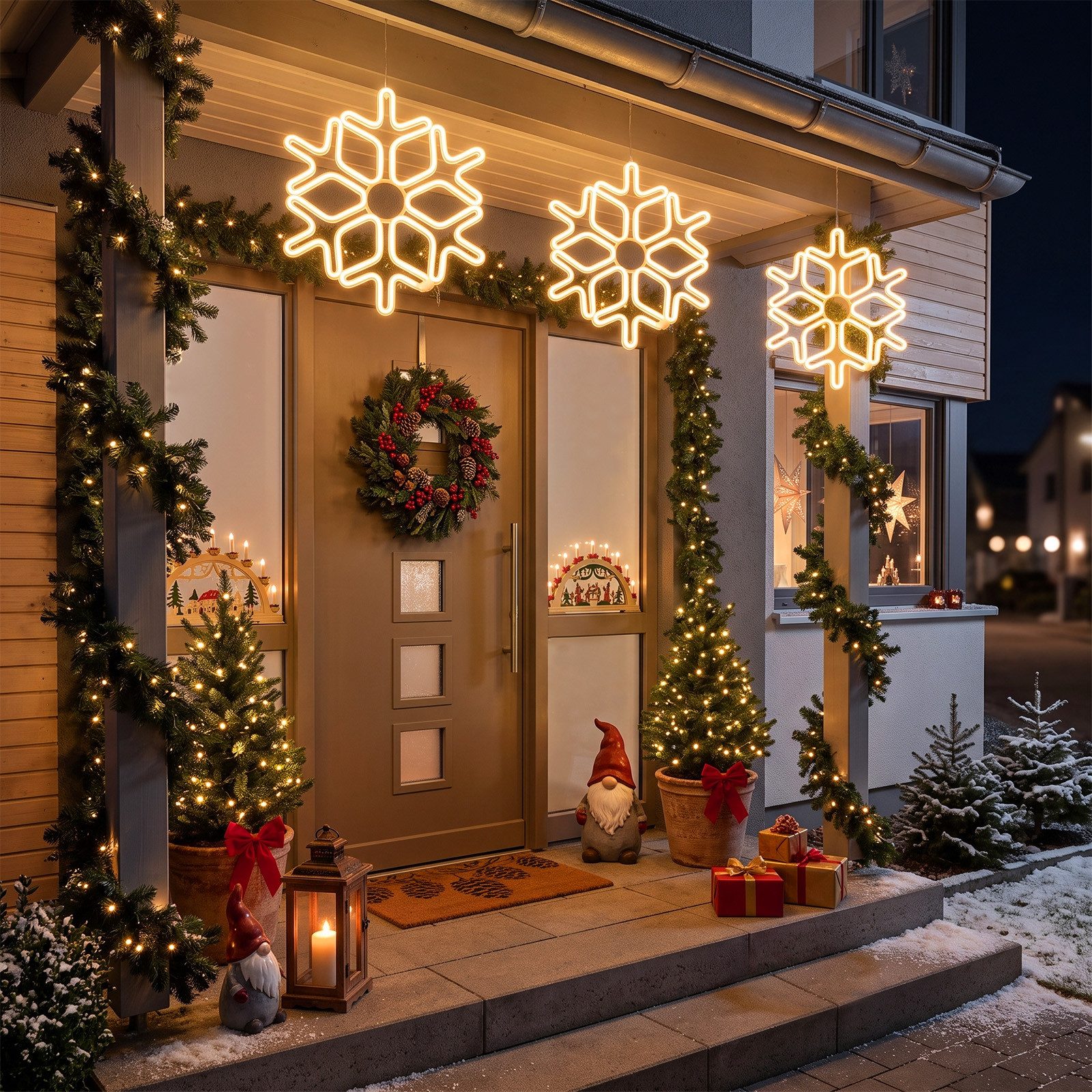 Salcar LED Dekolicht 40/60cm Schneeflocke Neonlicht LED Fenster Weihnachts Dekoration, Warmweiß, LED Weihnachts Lichter, Weihnachtsdeko Outdoor – Bild 4 von 5