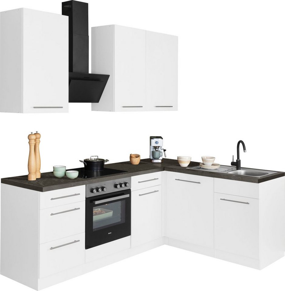 wiho Küchen Winkelküche Unna, ohne E-Geräte, Stellbreite 220 x 170 cm, Mit  38 mm starker Arbeitsplatte