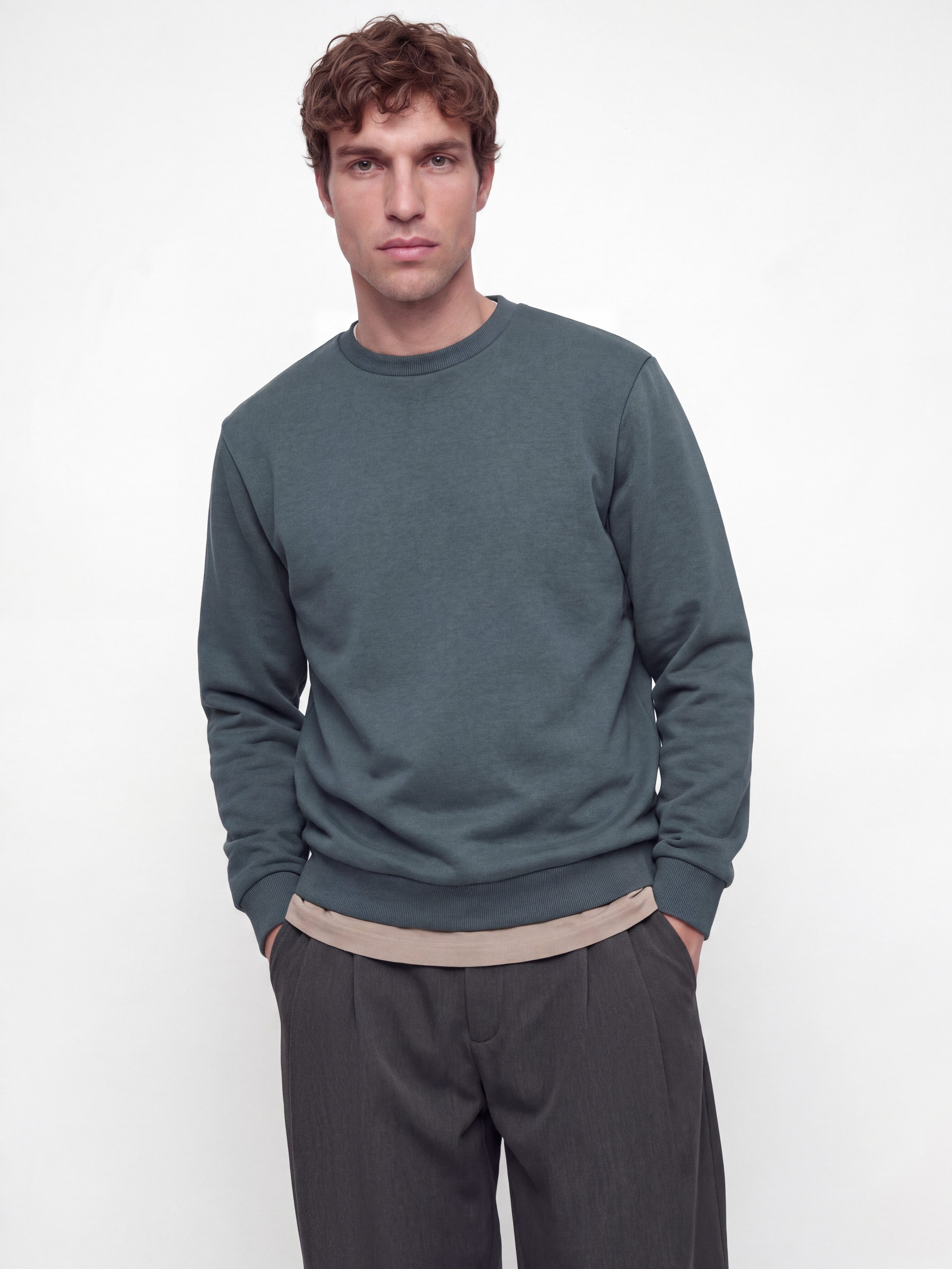 Jack & Jones Sweatshirt JJEBRADLEY mit Rippbündchen für Alltag und Freizeit Materialmix, relaxed fit