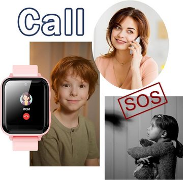 SEVGTAR Smartwatch (1,54 Zoll), für Kinder 4G Videoanruf Uhr WiFi + GPS Anrufe Schulmodus SOS-Funktion