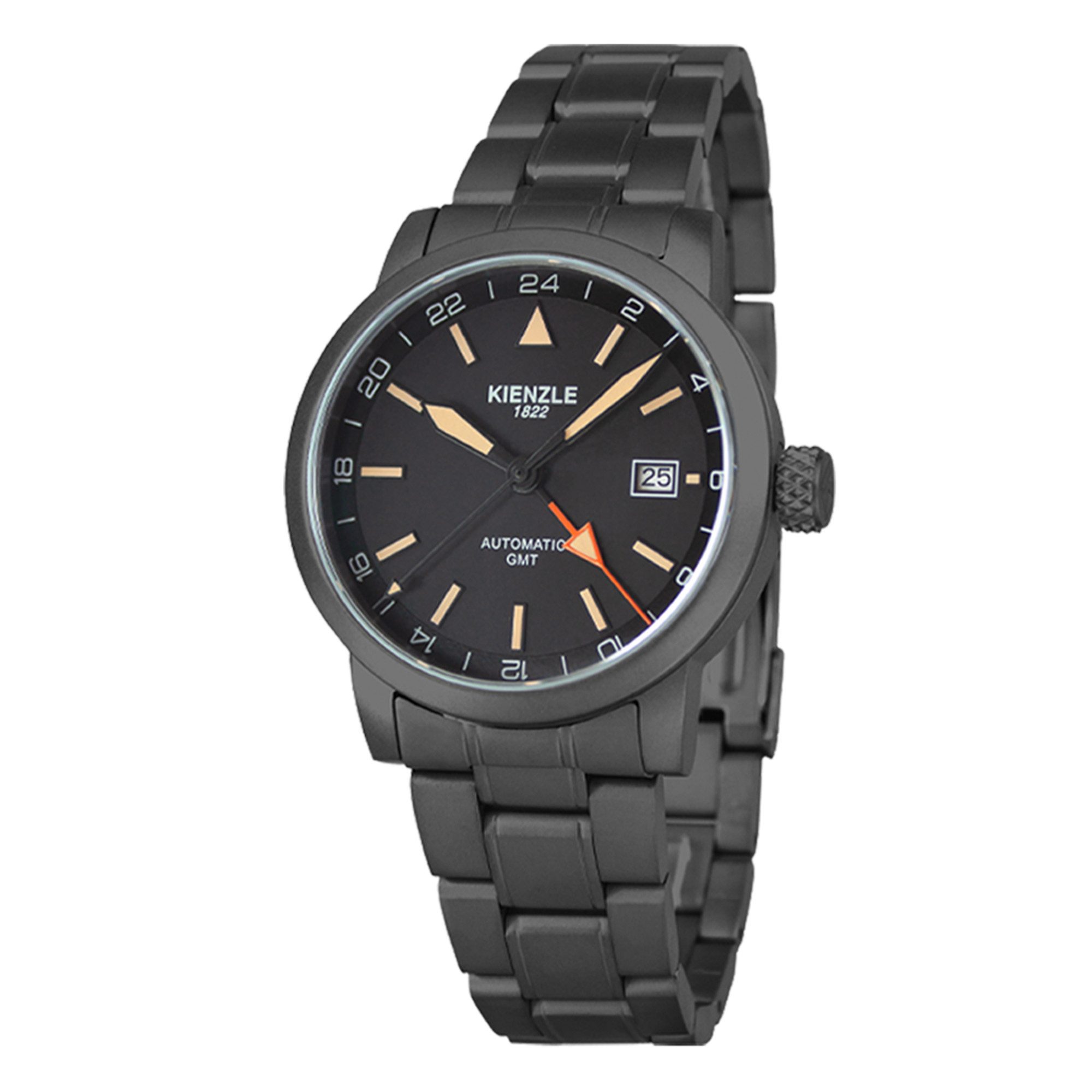 Kienzle Automatikuhr FLIEGER GMT Automatic Armbanduhr Edelstahl schwarz