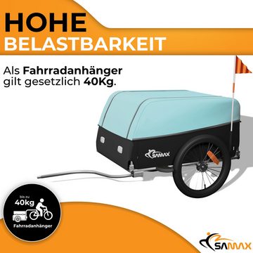 SAMAX Fahrradlastenanhänger Lastenanhänger Fahrradanhänger 120 Liter Türkis - Color Edition