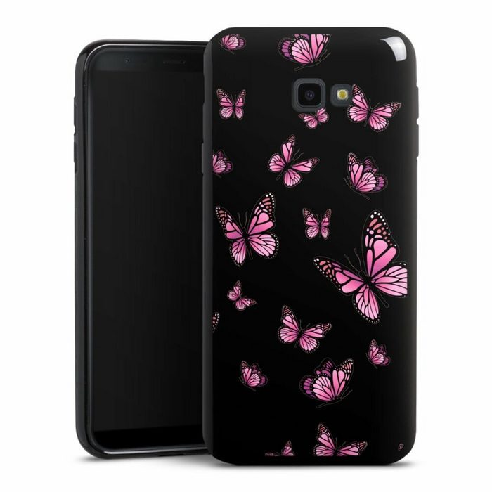 DeinDesign Handyhülle Schmetterling Muster Motiv ohne Hintergrund Schmetterlinge Pink Samsung Galaxy J4 Plus (2018) Silikon Hülle Bumper Case