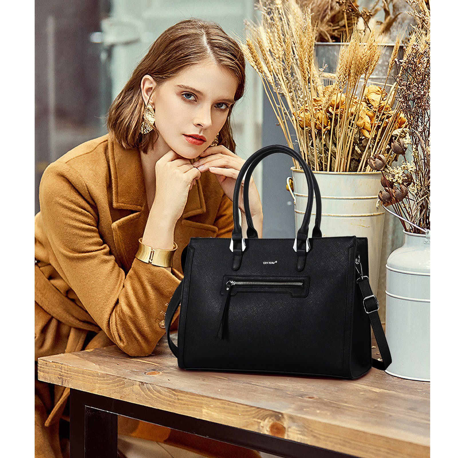 TAN.TOMI Businesstasche Damen Handtasche Große Business Schultertasche Arbe günstig online kaufen