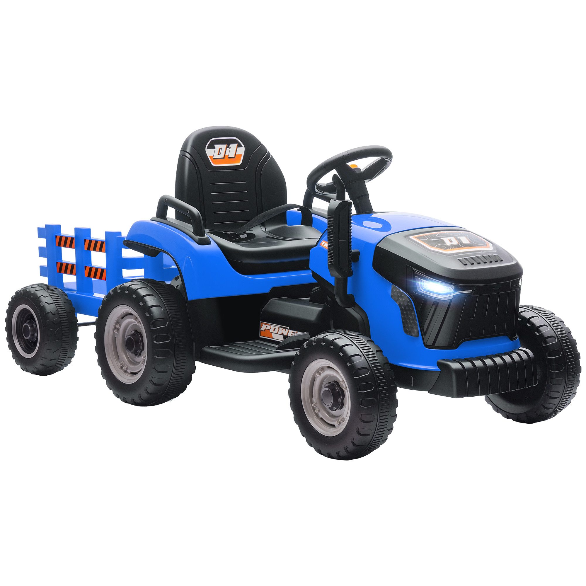 AIYAPLAY Elektro-Kindertraktor Elektrischer Traktor, Belastbarkeit 30 kg, (1-tlg), Soft-Start-Funktion, für Kinder im Alter von 3-8 Jahren, Blau
