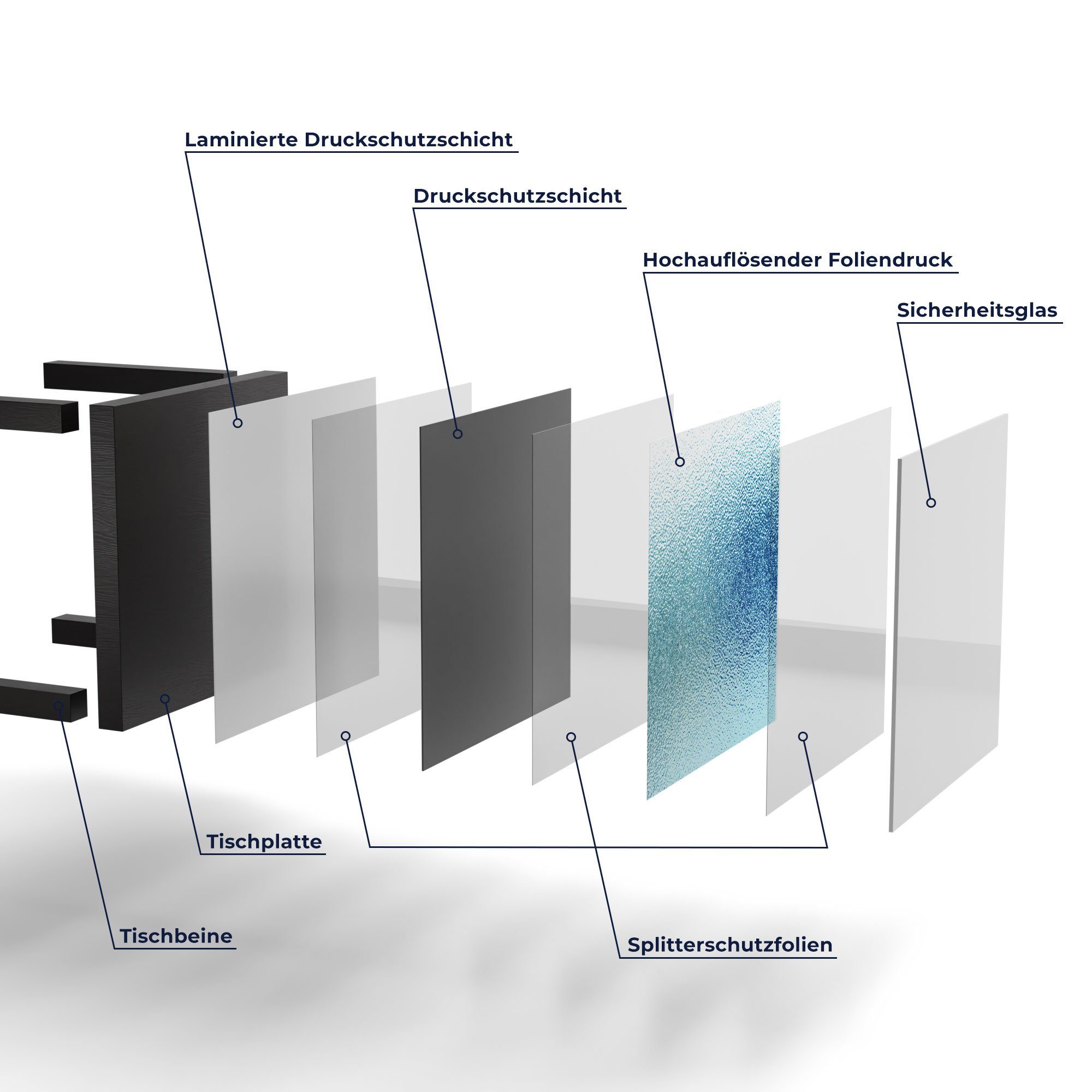 DEQORI Couchtisch modern Schwarz mit Glastisch 'Milchglas Blaustich', Glas Beistelltisch