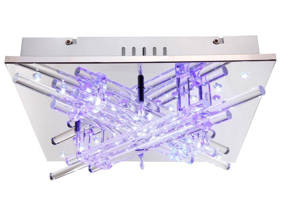 etc-shop LED Deckenleuchte, Leuchtmittel fixierbar inklusive, Fernbedienung Picabi Deckenleuchte LED Warmweiß, klar Glasstäbe Farben