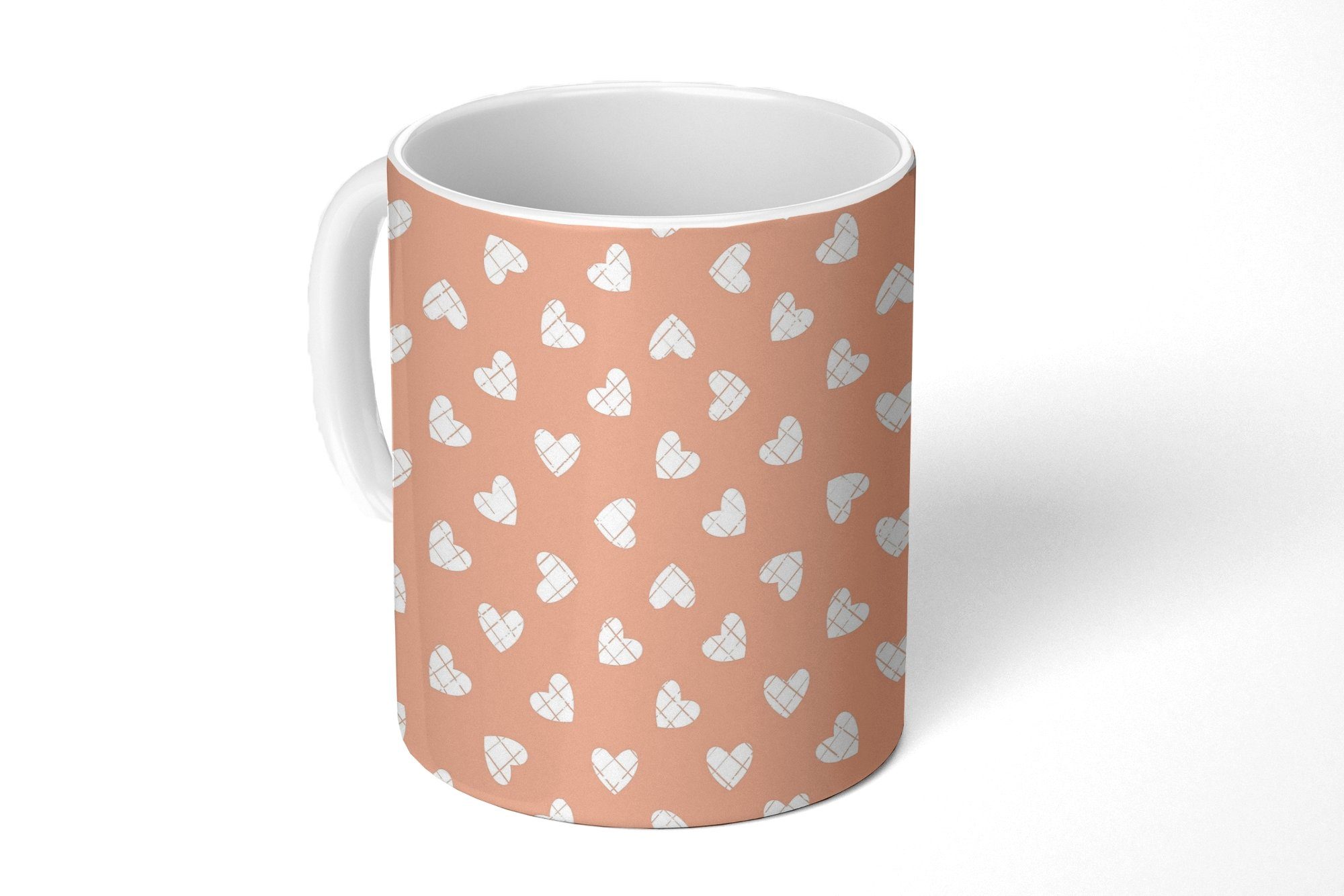 MuchoWow Tasse Muster - Abstrakt - Herz - Geometrie, Keramik, Kaffeetassen, Teetasse, Becher, Teetasse, Geschenk