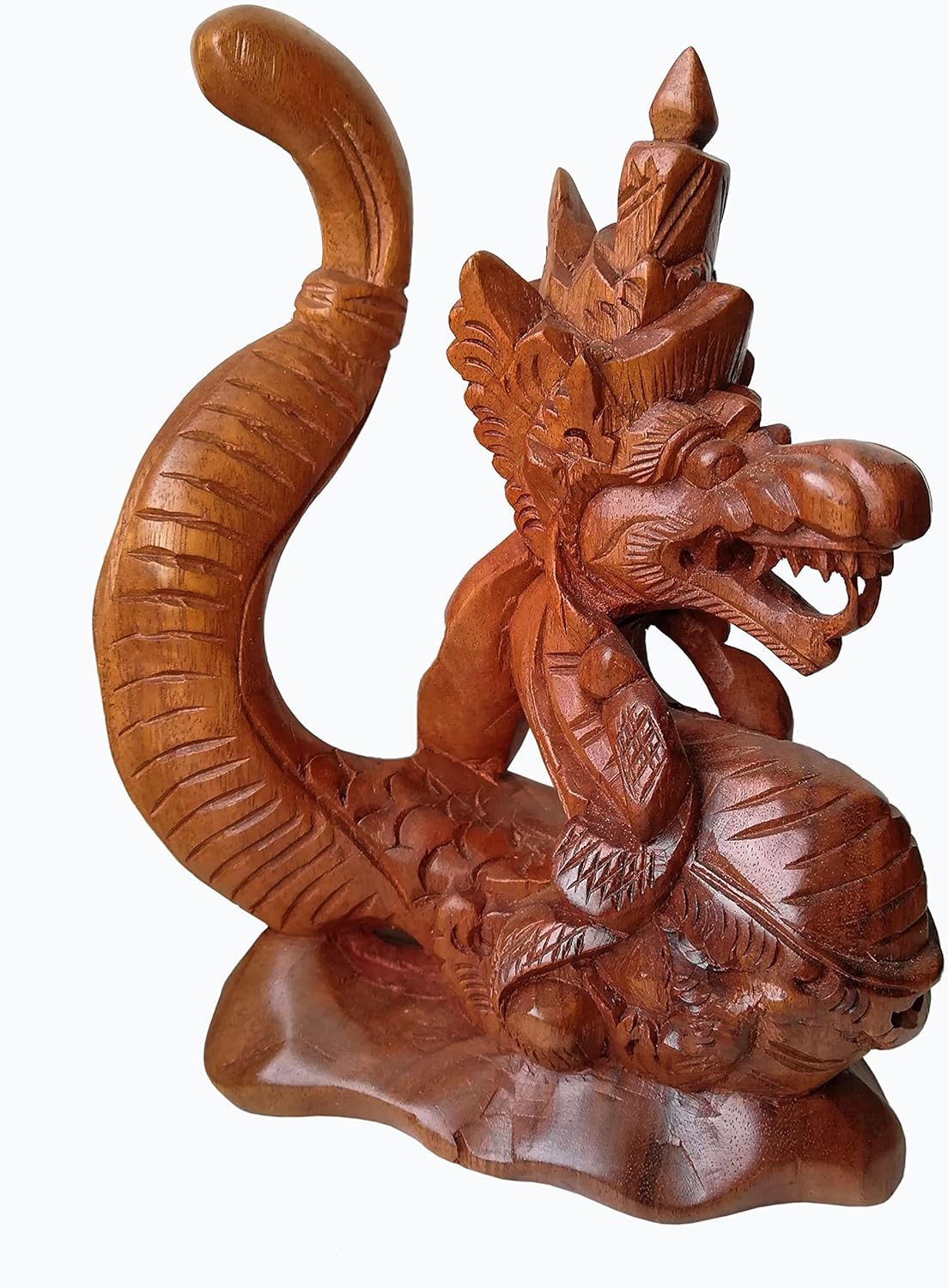Wogeka Tierfigur chinesischer Drache Holz-Figur Dekoration Feng Shui Asien Statue
