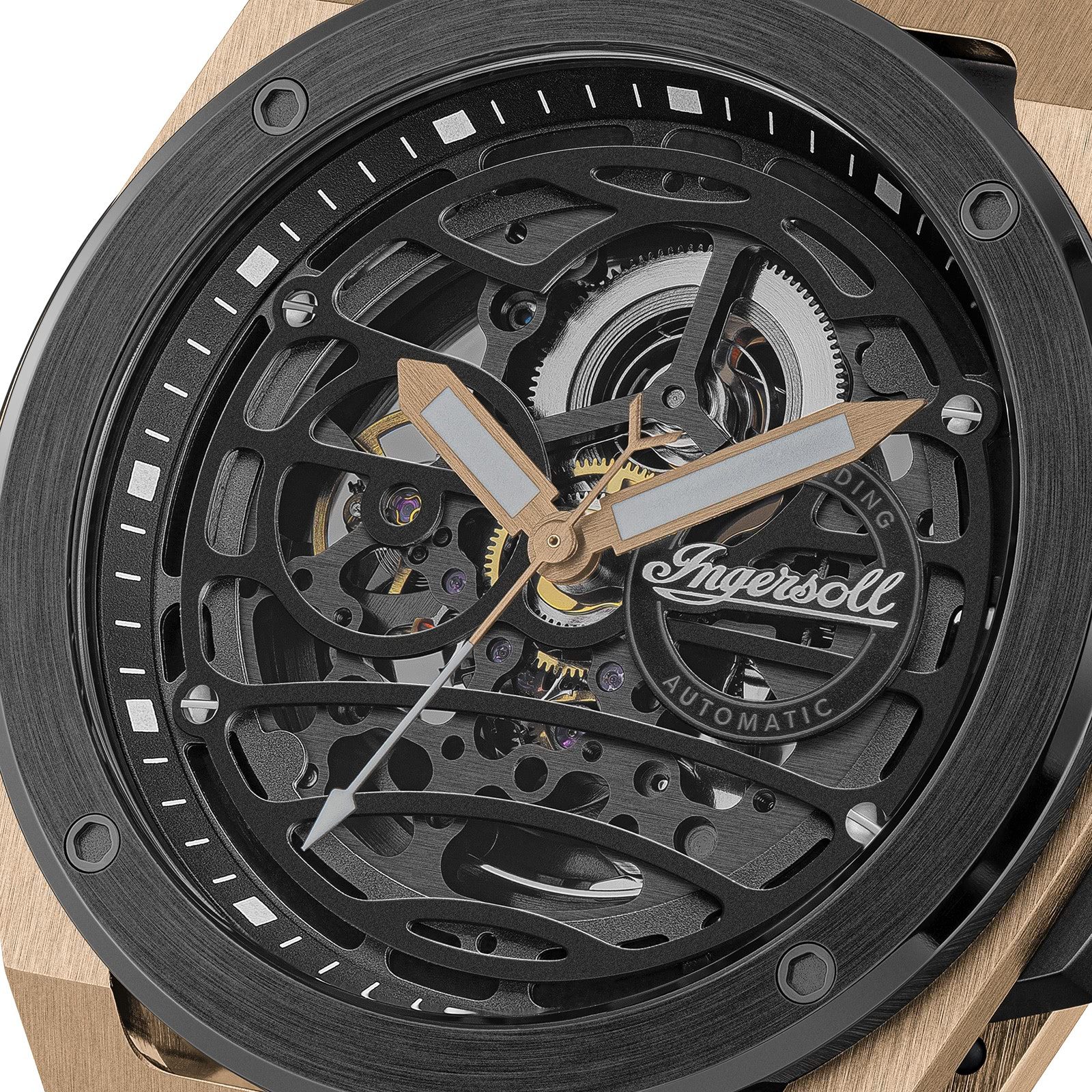 Ingersoll Quarzuhr Ingersoll Herrenuhr Alcantara schwarz, (Analoguhr), Herren Armbanduhr rund, PUR/Alcantaraarmband schwarz, Outdoor