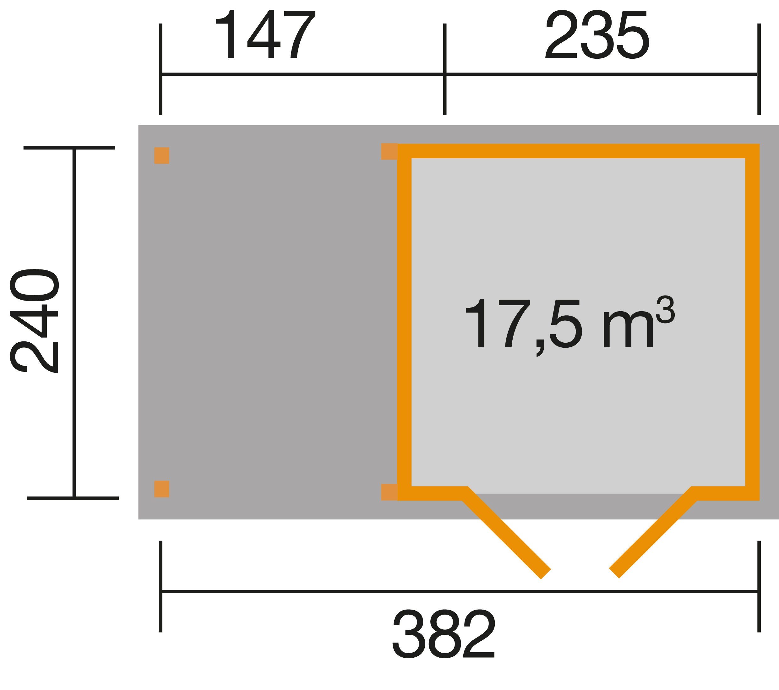 wekaLine 1, 410x277 cm, BxT: anthrazit-naturbelassen (Set) weka Gartenhaus