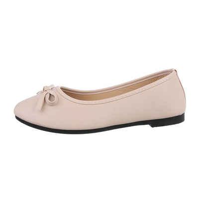 Ital-Design Damen Freizeit Ballerina Blockabsatz Klassische Балетки in Beige