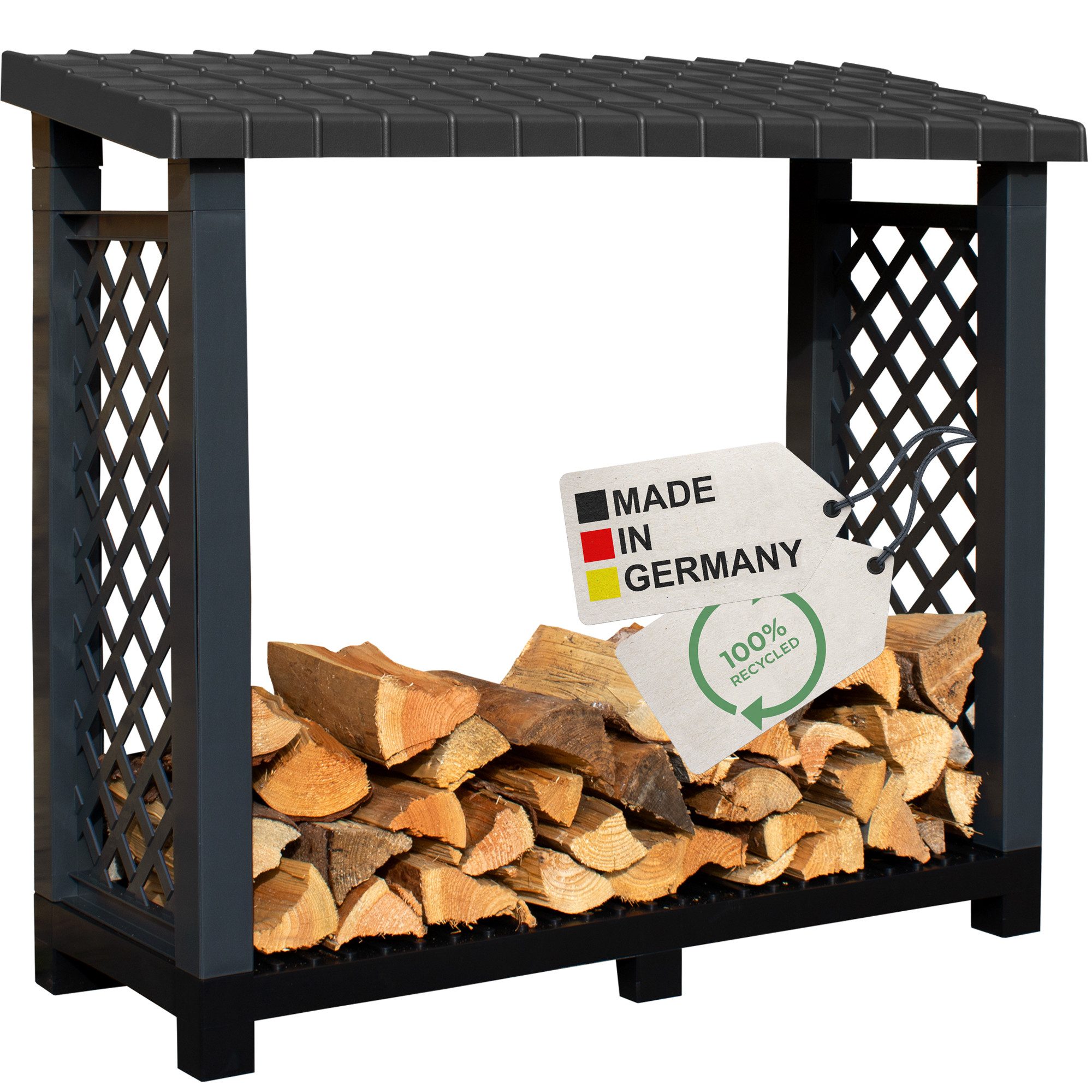 NYVI Kaminholzregal Kaminholzregal NYVIGreen114x102x47 cm, Brennholzregal aus Kunststoff, (1-St), Feuerholzregal Stabil, Pflegeleicht, Steckmontage ohne Werkzeug