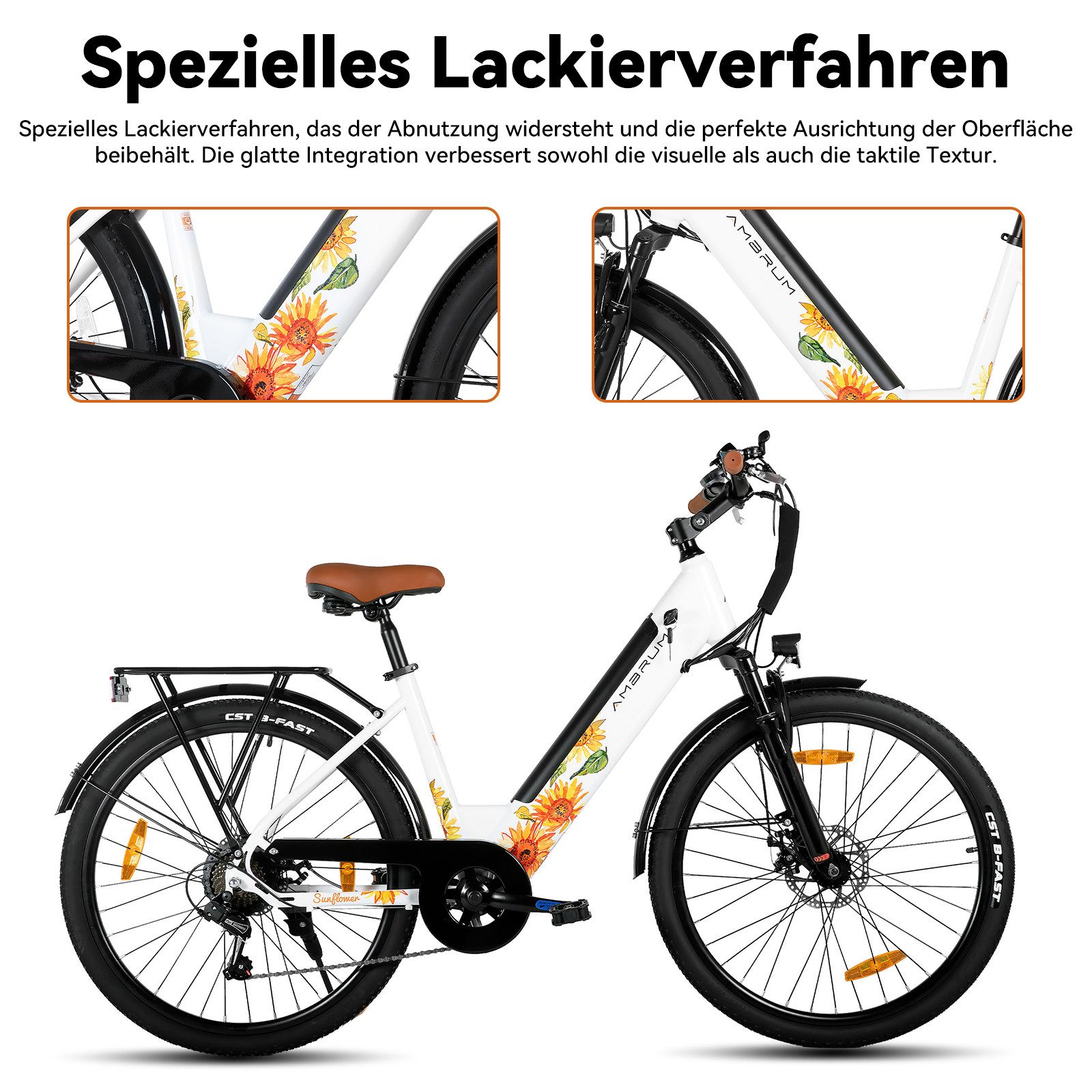 HILAND E-Bike 26" E-Mountainbike mit Shimano-Schaltung, Gepäckträger & Nabenmotor, Heckmotor, 374,4 Wh