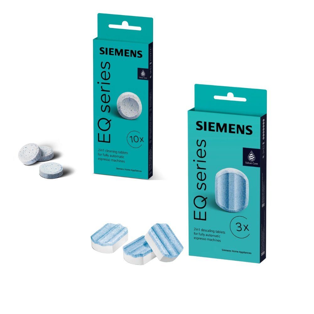 SIEMENS 1x Reinigungstabs TZ80001 + 1x Entkalkungstabs TZ80002 Pflegeset (Siemens, [- TZ80001A Reinigungstabletten + TZ80002A Entkalkungstabletten Pflege‑Set für Brühgruppenreinigung & effektive Kalkentfernung)