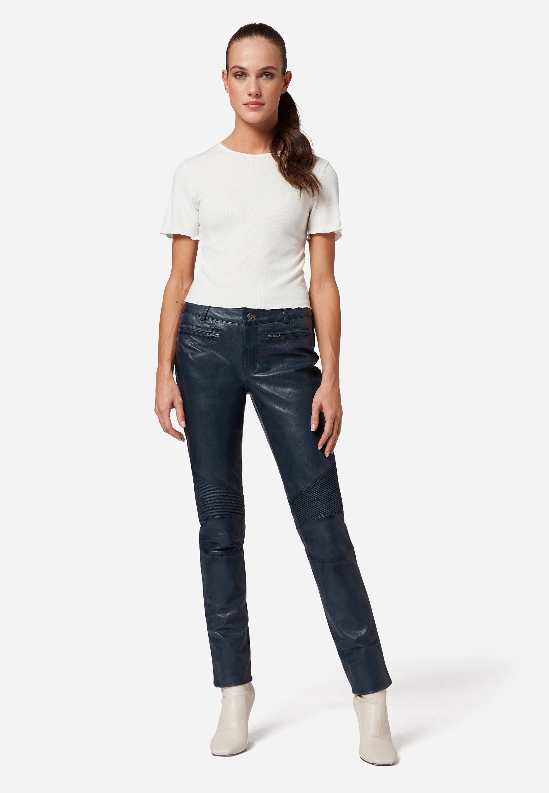 RICANO Lederhose Donna Lederhose mit Biker-Elementen günstig online kaufen