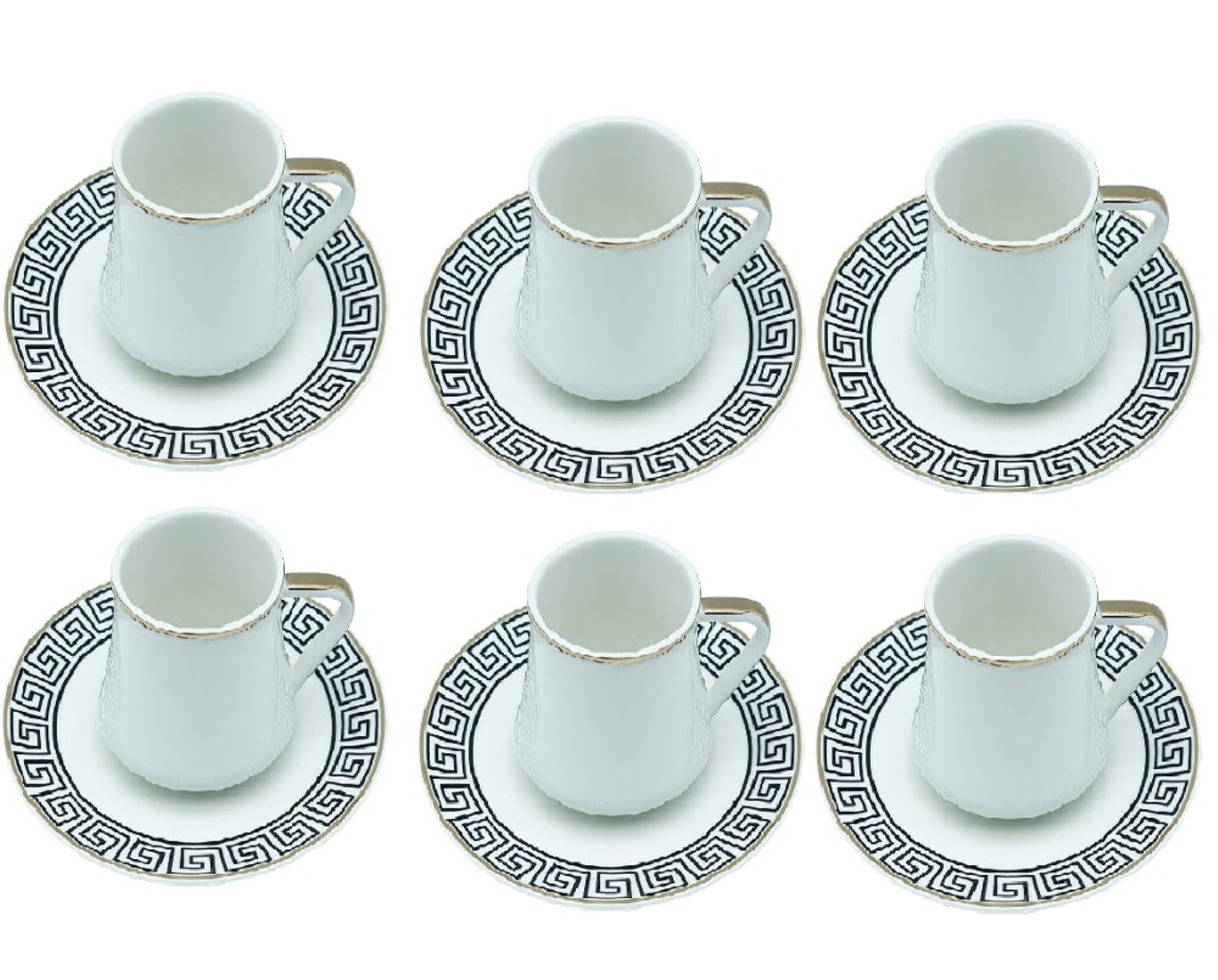 Schäfer Elektronik Tasse 12-tlg. Kaffee- und Mokkatassen mit Unterteller aus Porzellan