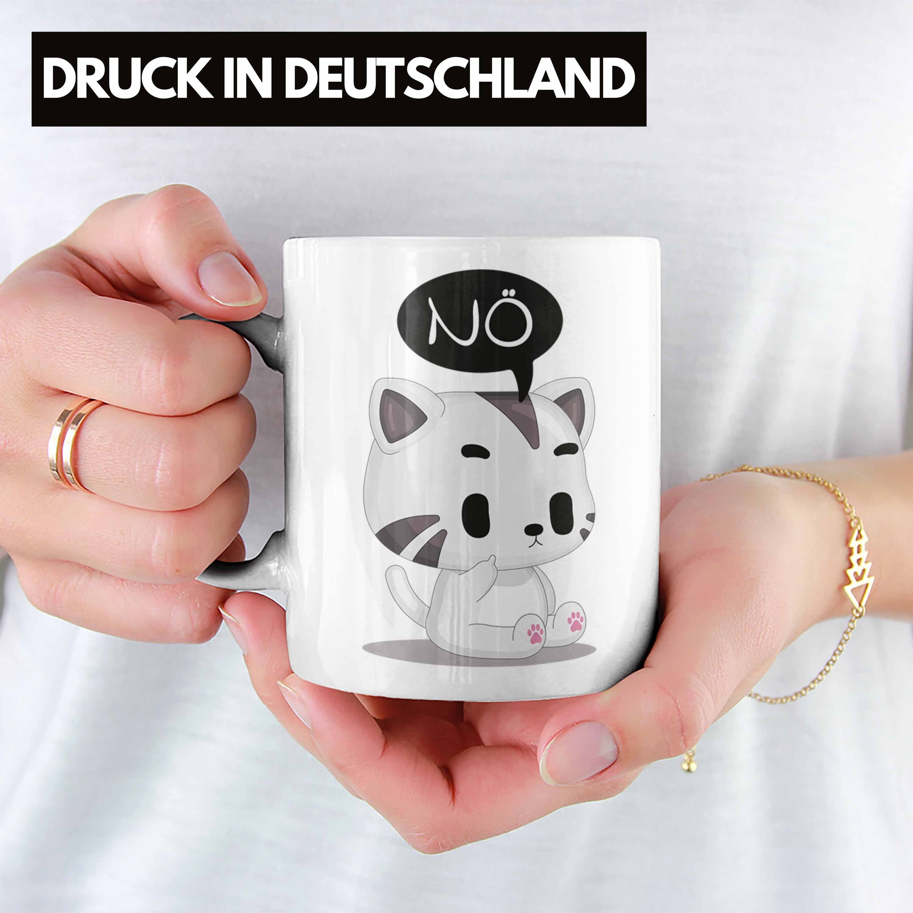 Geschenkidee - Weiss Katze Kollegin Frauen Nö Tasse Kaffeetasse Trendation Lustige Trendation für Tasse